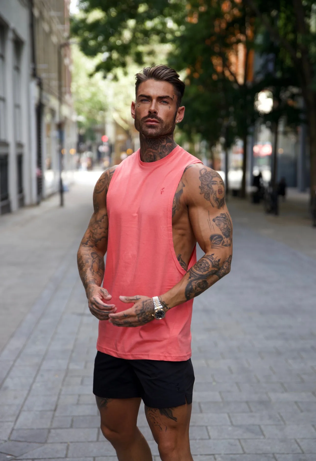Father Sons Classic Bamboo Dropped Armhole Coral Vest - FSH822