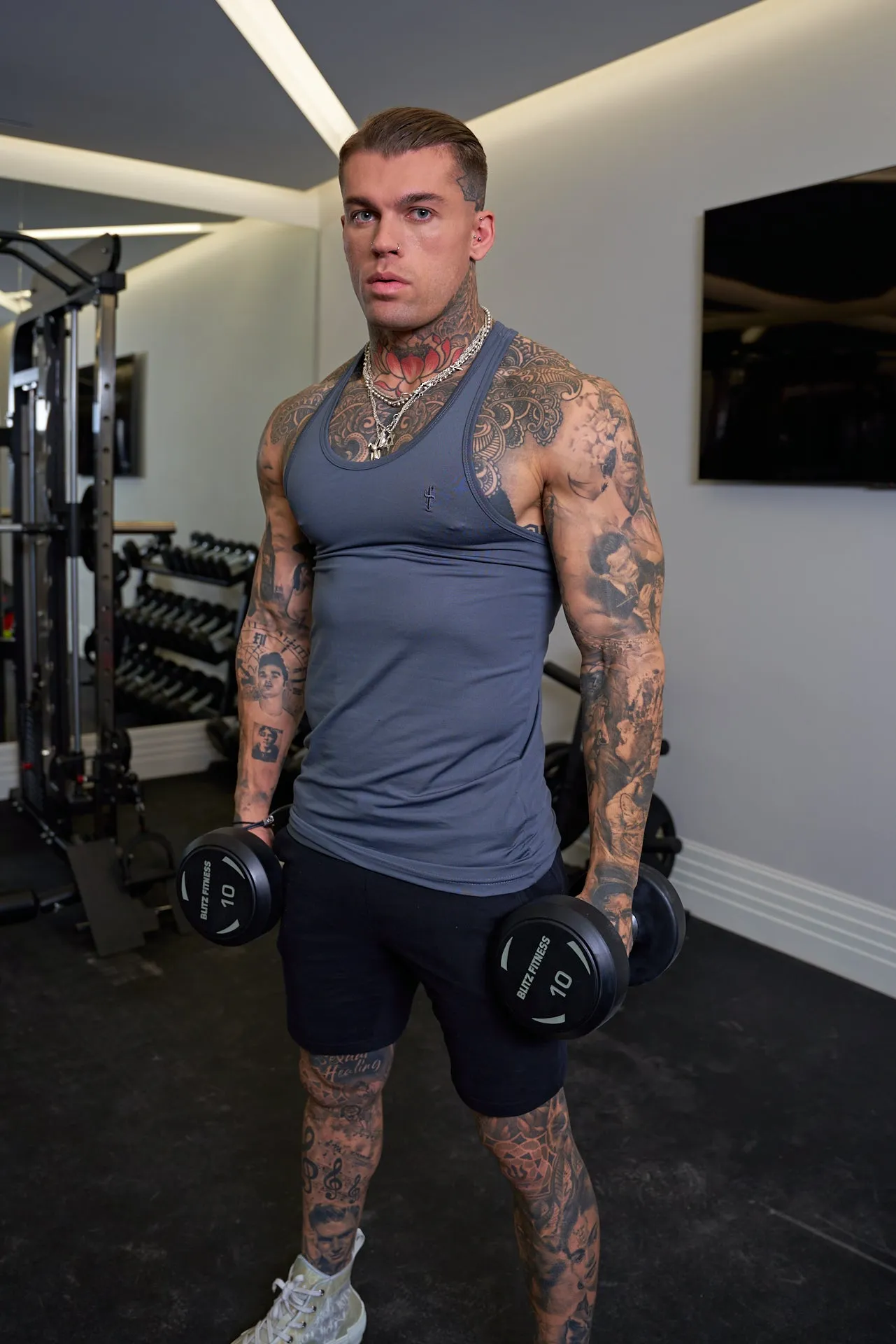 Father Sons Slate Grey Gym Vest - FSH684