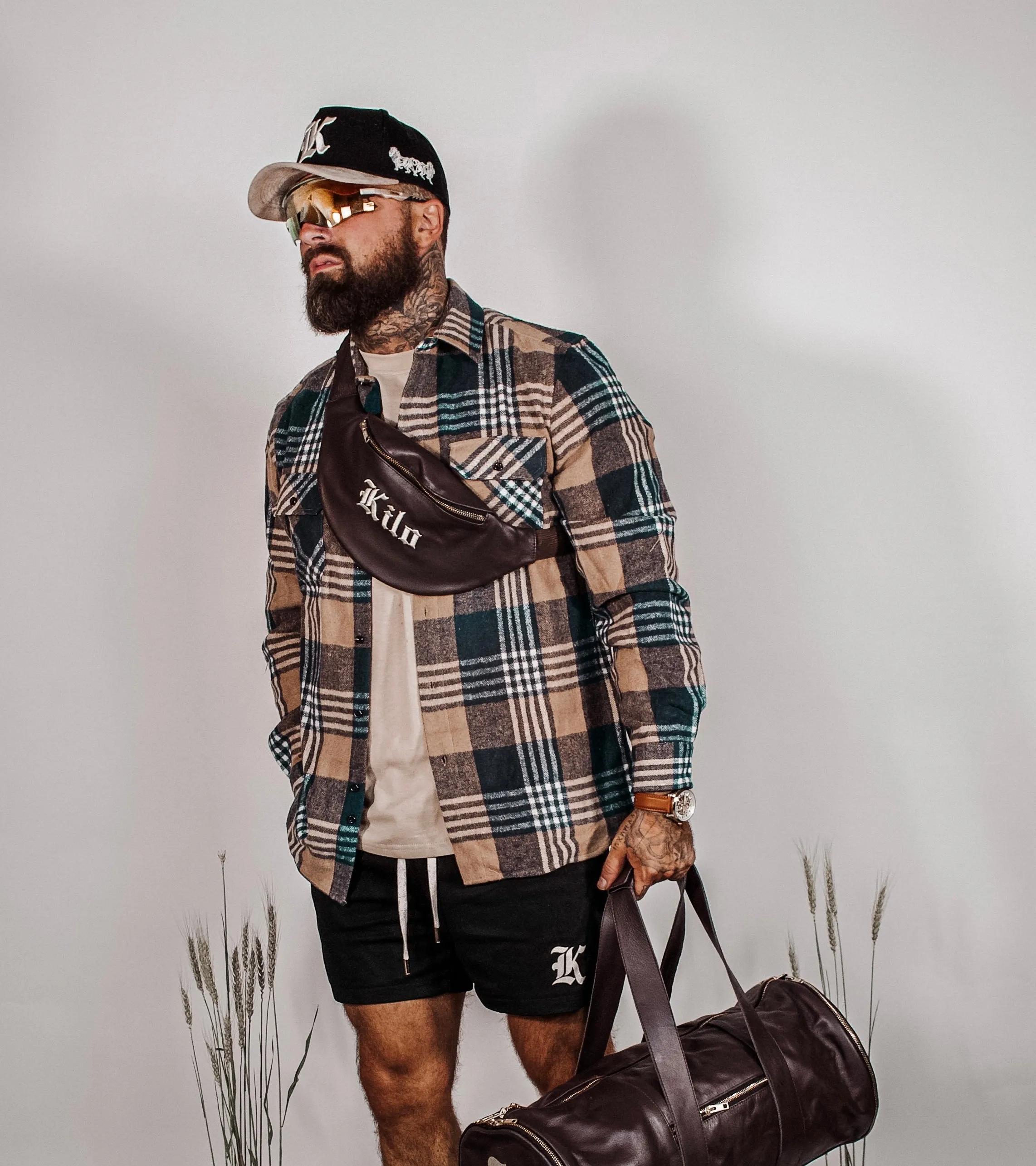 Flannel (Tan & Navy)
