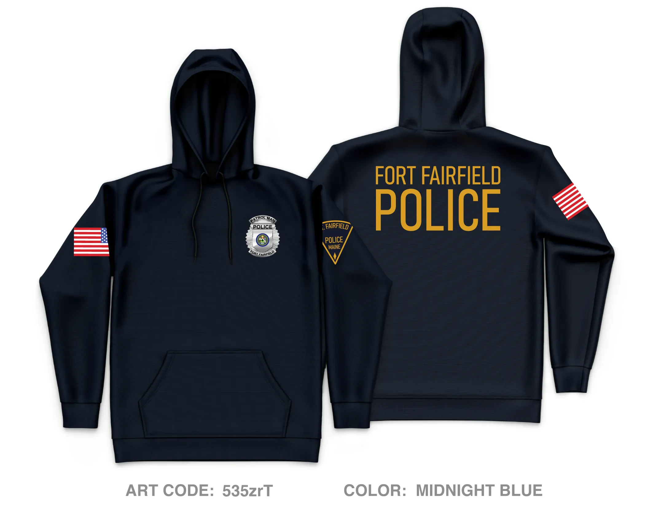 Fort Fairfield Police Core Men's Hooded Performance Sweatshirt - 535zrT