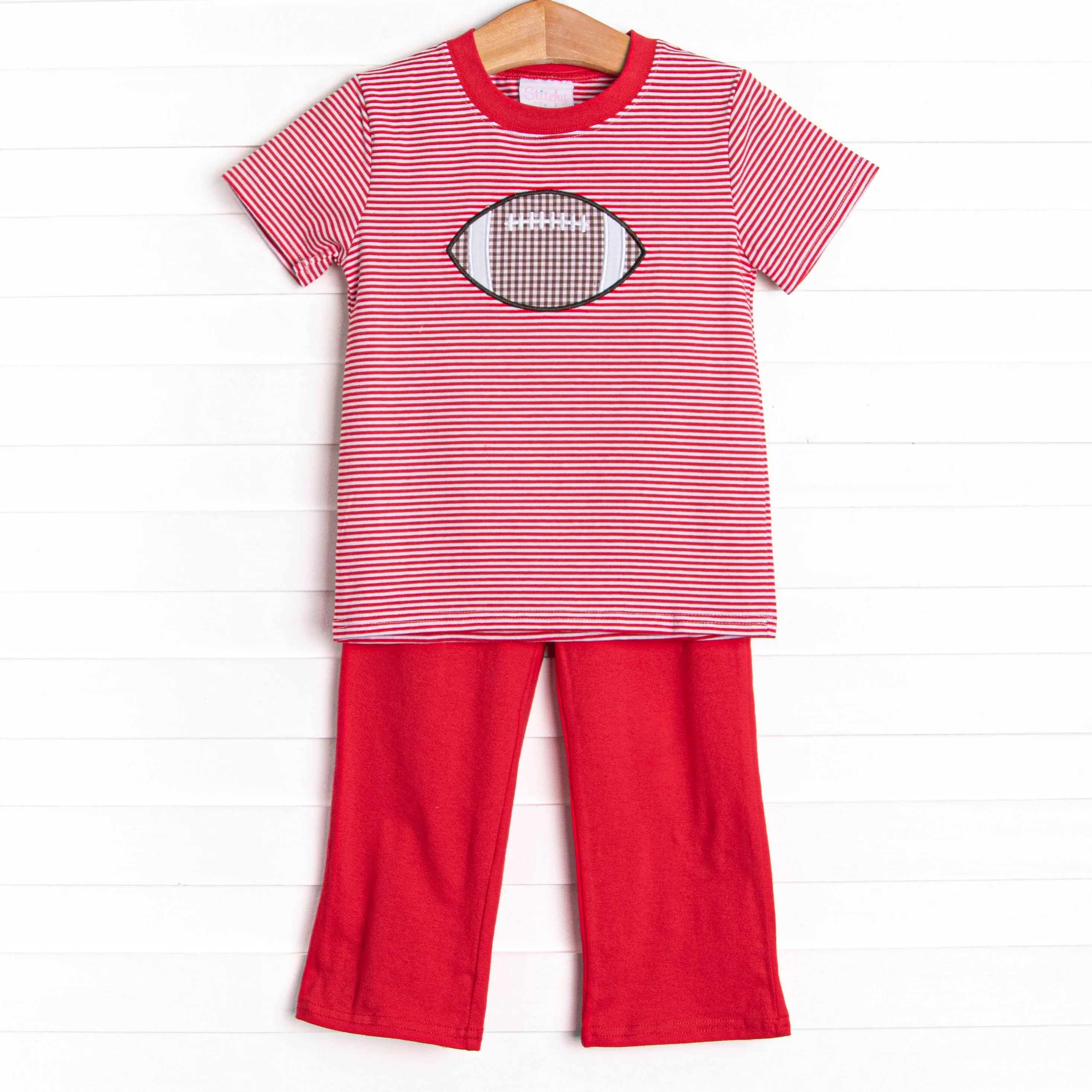 Friday Night Football Applique Pant Set, Red