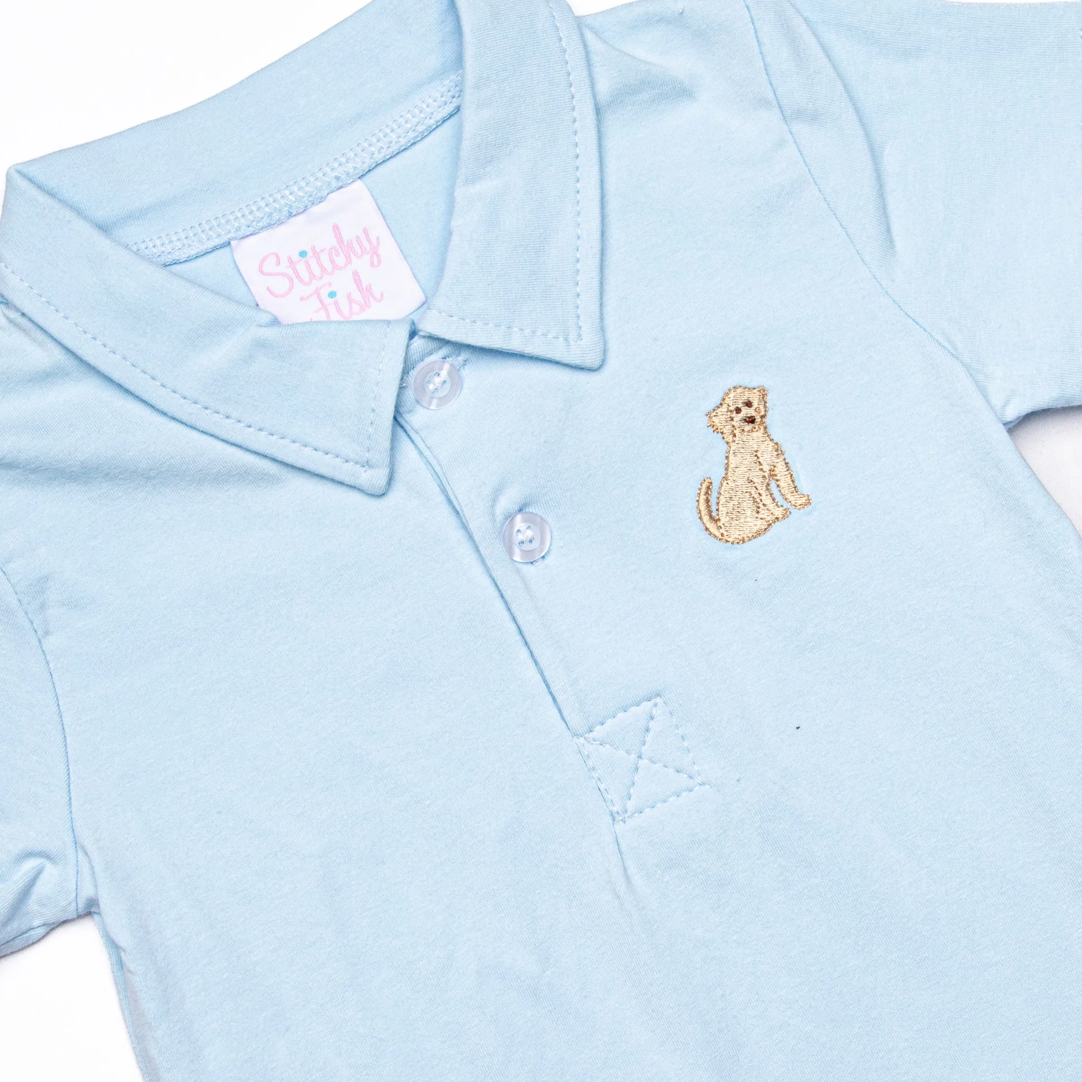 Gingham Golden Embroidered Top, Blue