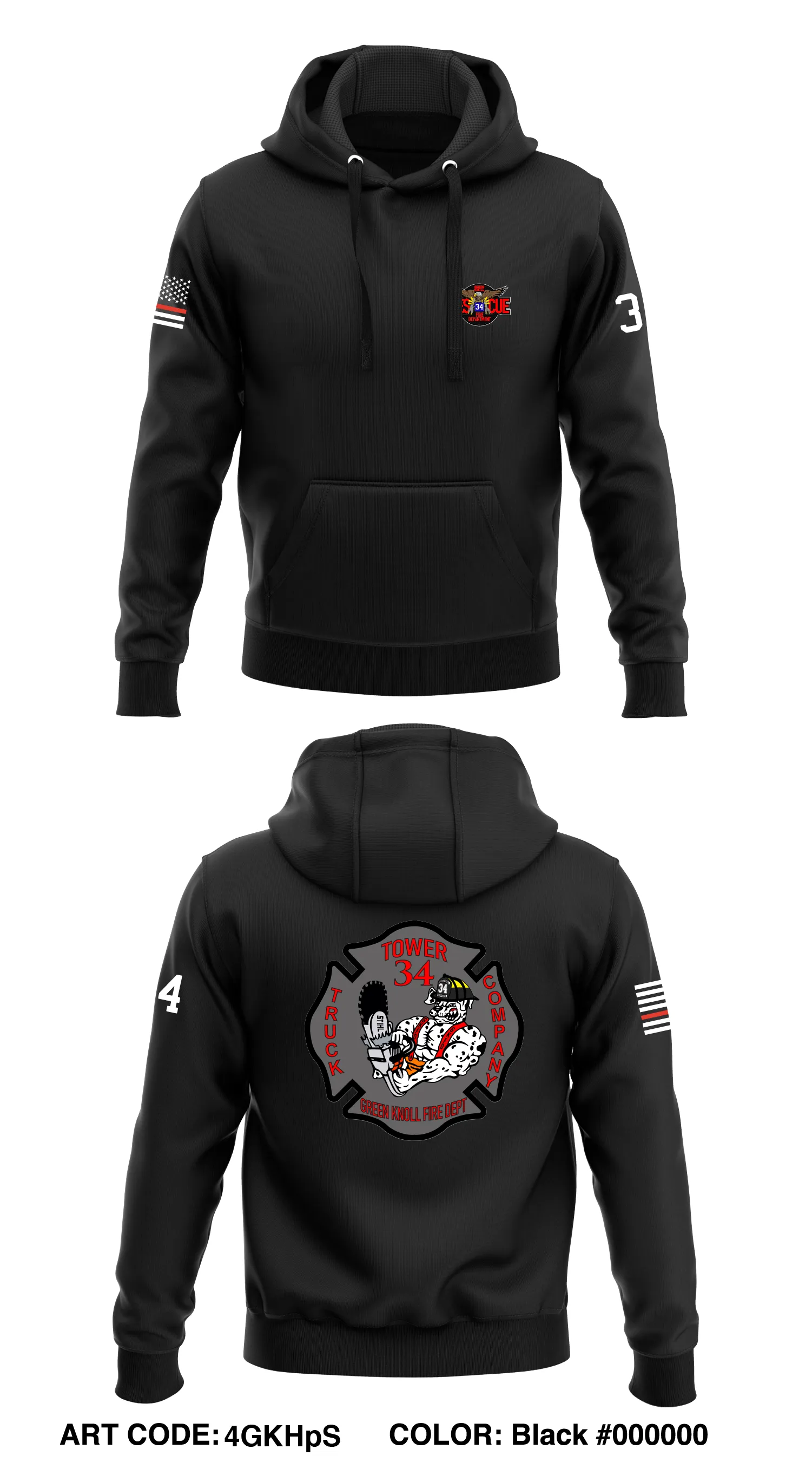 Green Knoll Fire Department Store 1  Core Men's Hooded Performance Sweatshirt - 4GKHpS