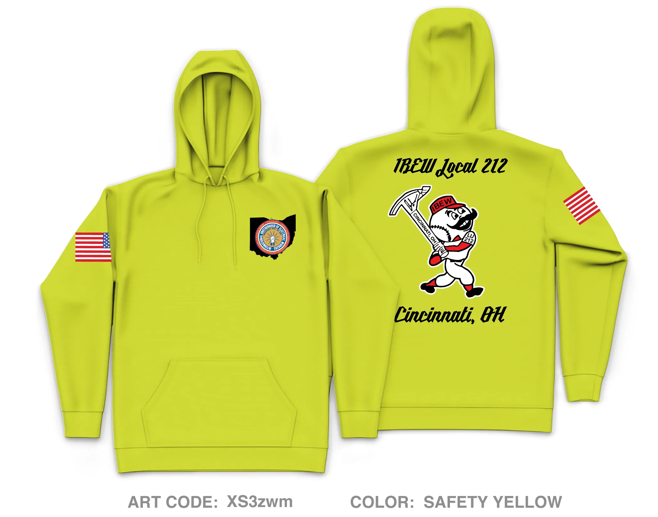 IBEW Local 212 Core Men's Hooded Performance Sweatshirt - XS3zwm