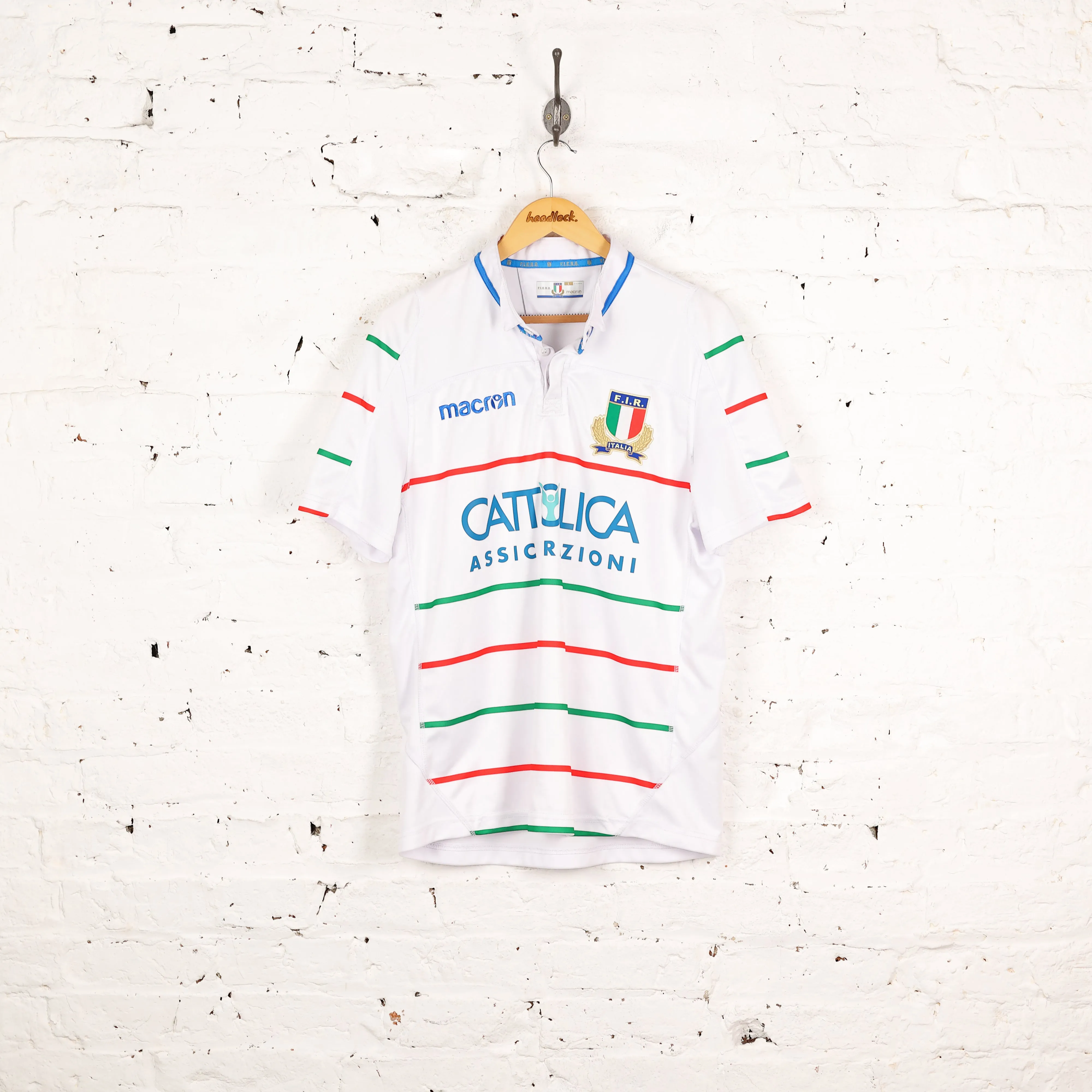 Italy 2018 Macron Away Rugby Shirt - White - L
