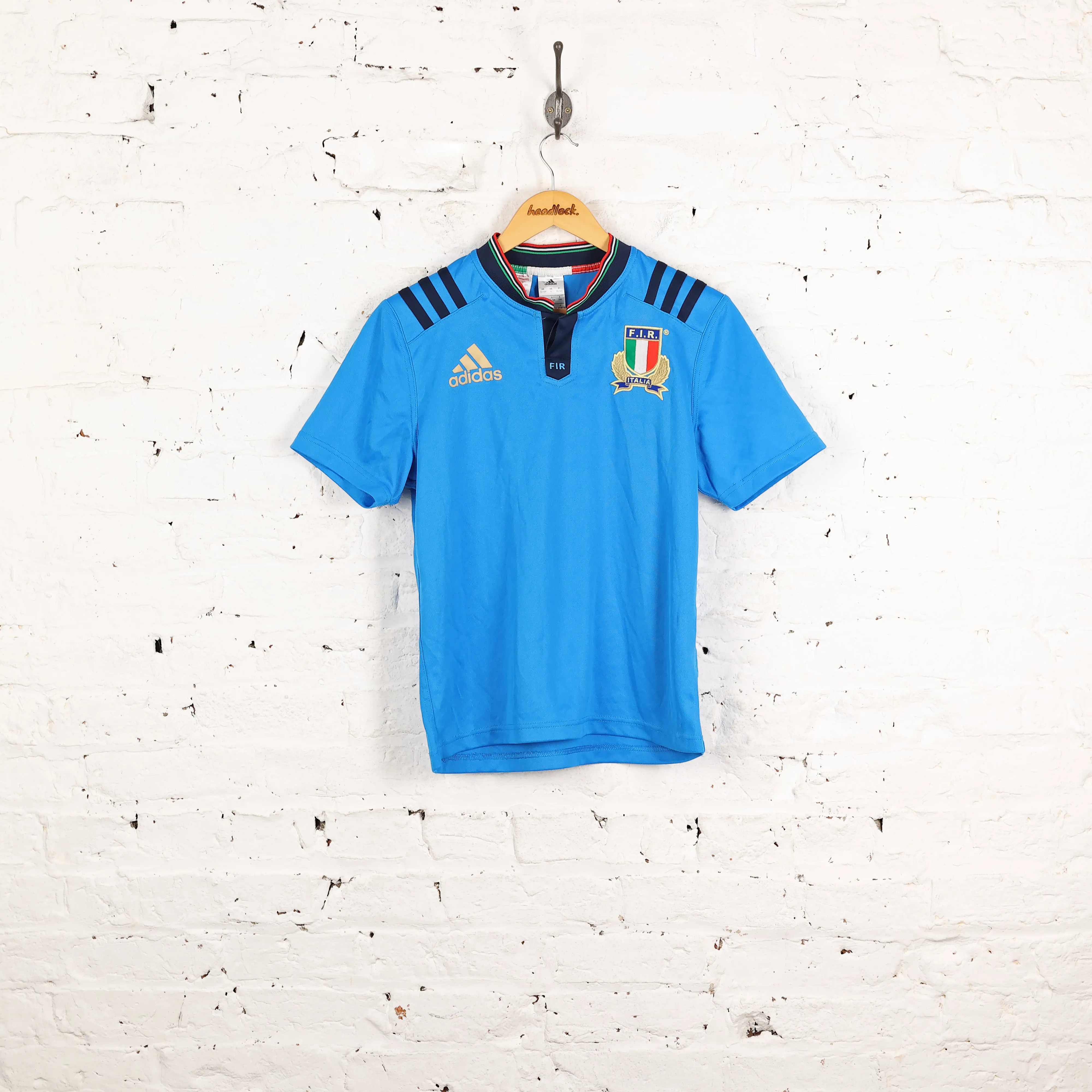Kids Italy Adidas Rugby Shirt - Blue - L Boys