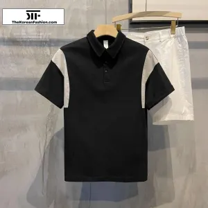 Lapel Polo Contrast Color T-shirt