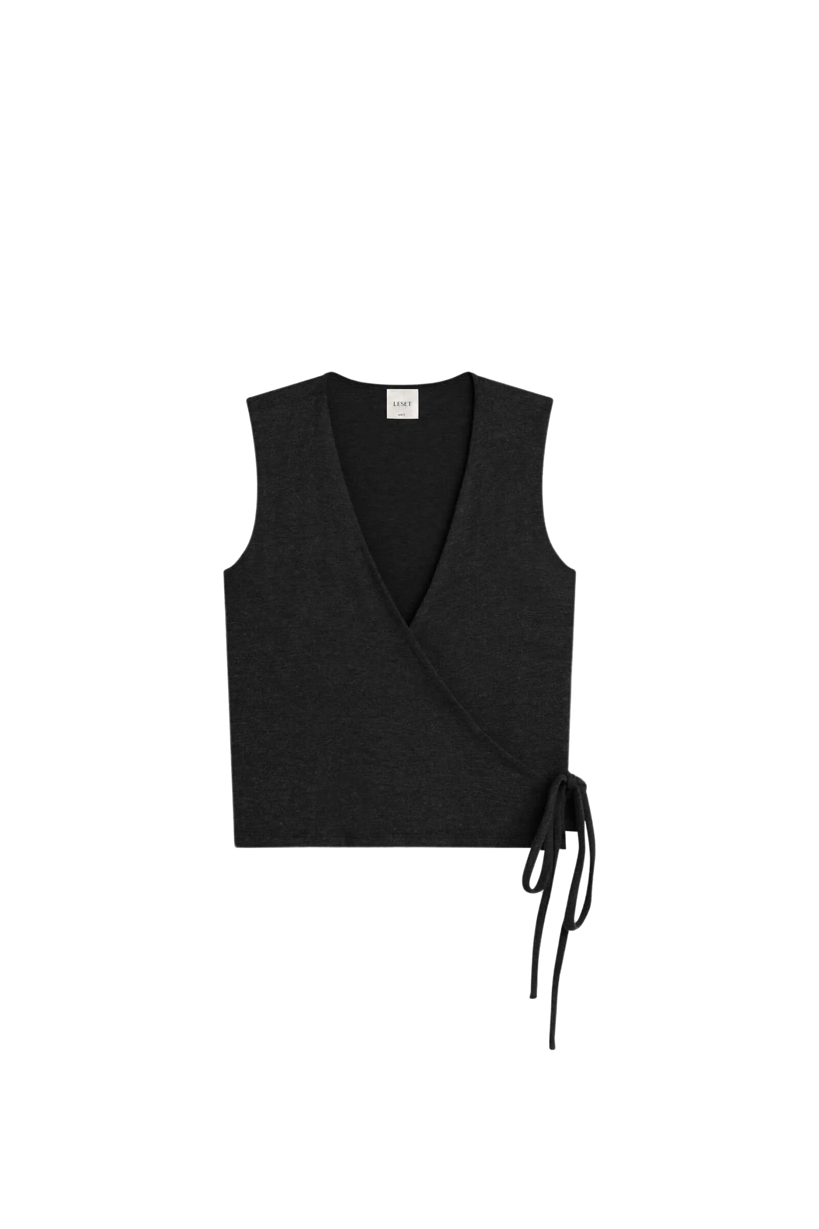 Lauren Sleeveless Wrap Top in Black