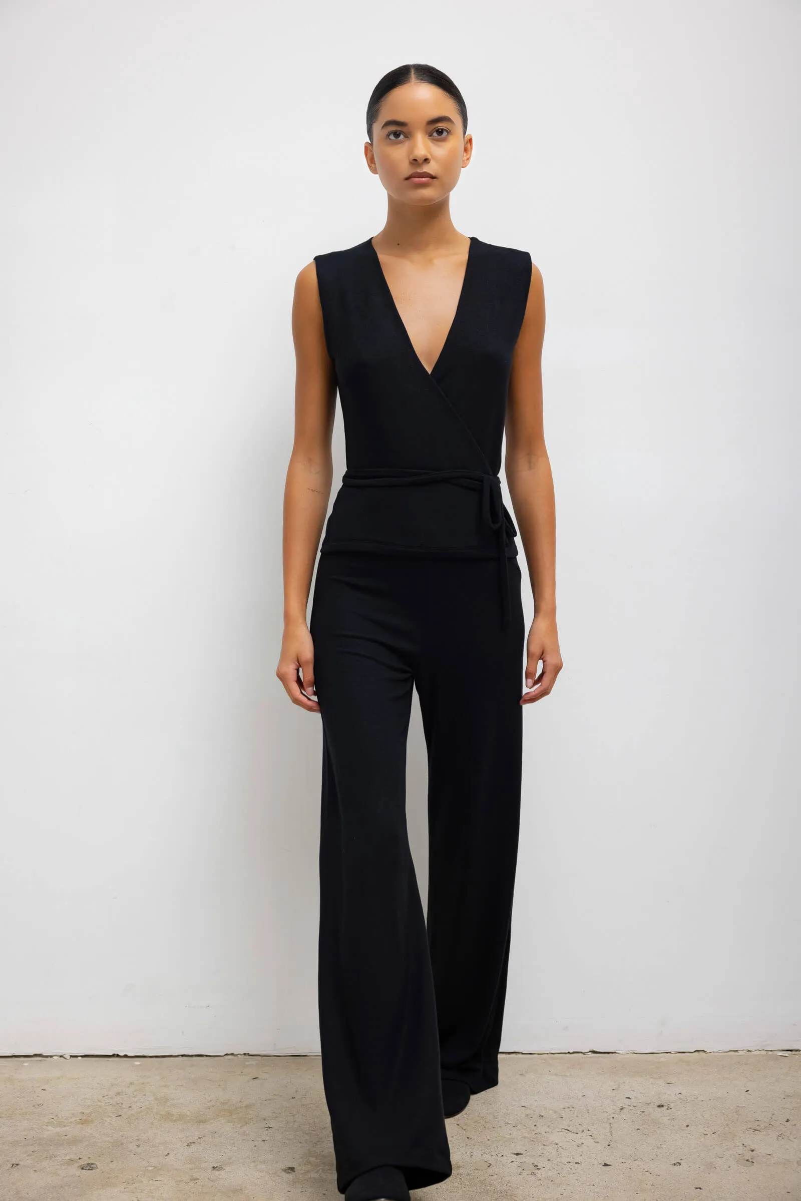 Lauren Sleeveless Wrap Top in Black