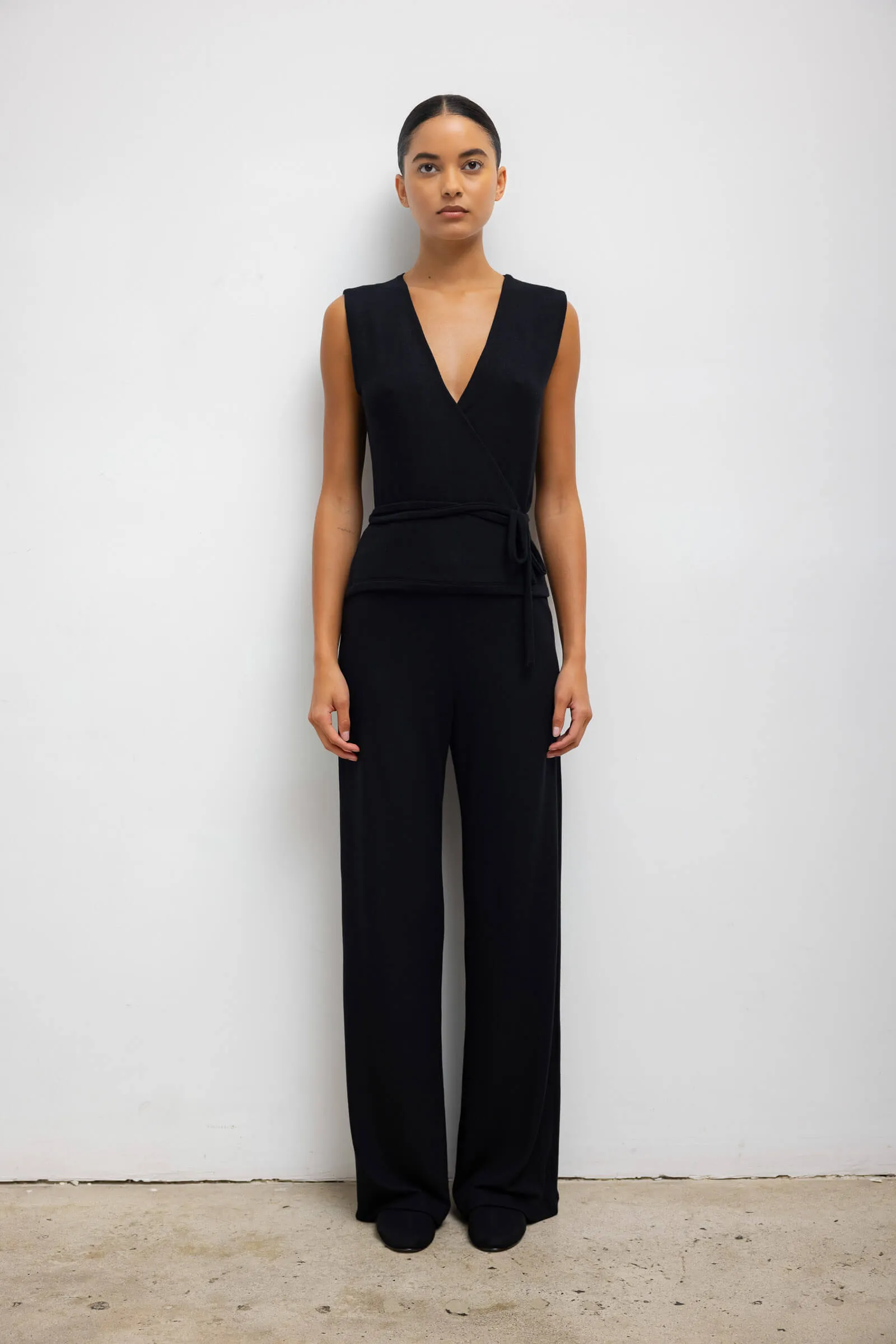 Lauren Sleeveless Wrap Top in Black