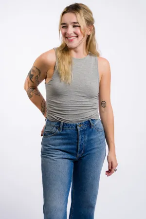Miou Muse Double Layered High Neck Tank Top - Light Grey