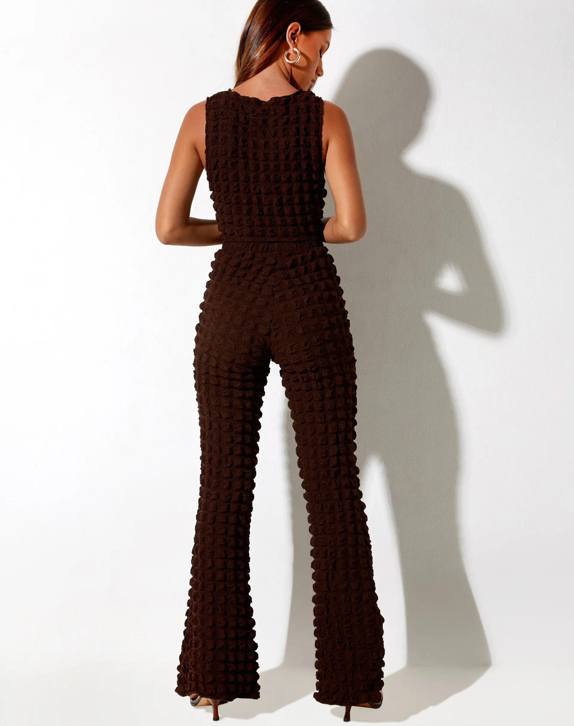 Neno Crop Top in Bubble Jersey Brown