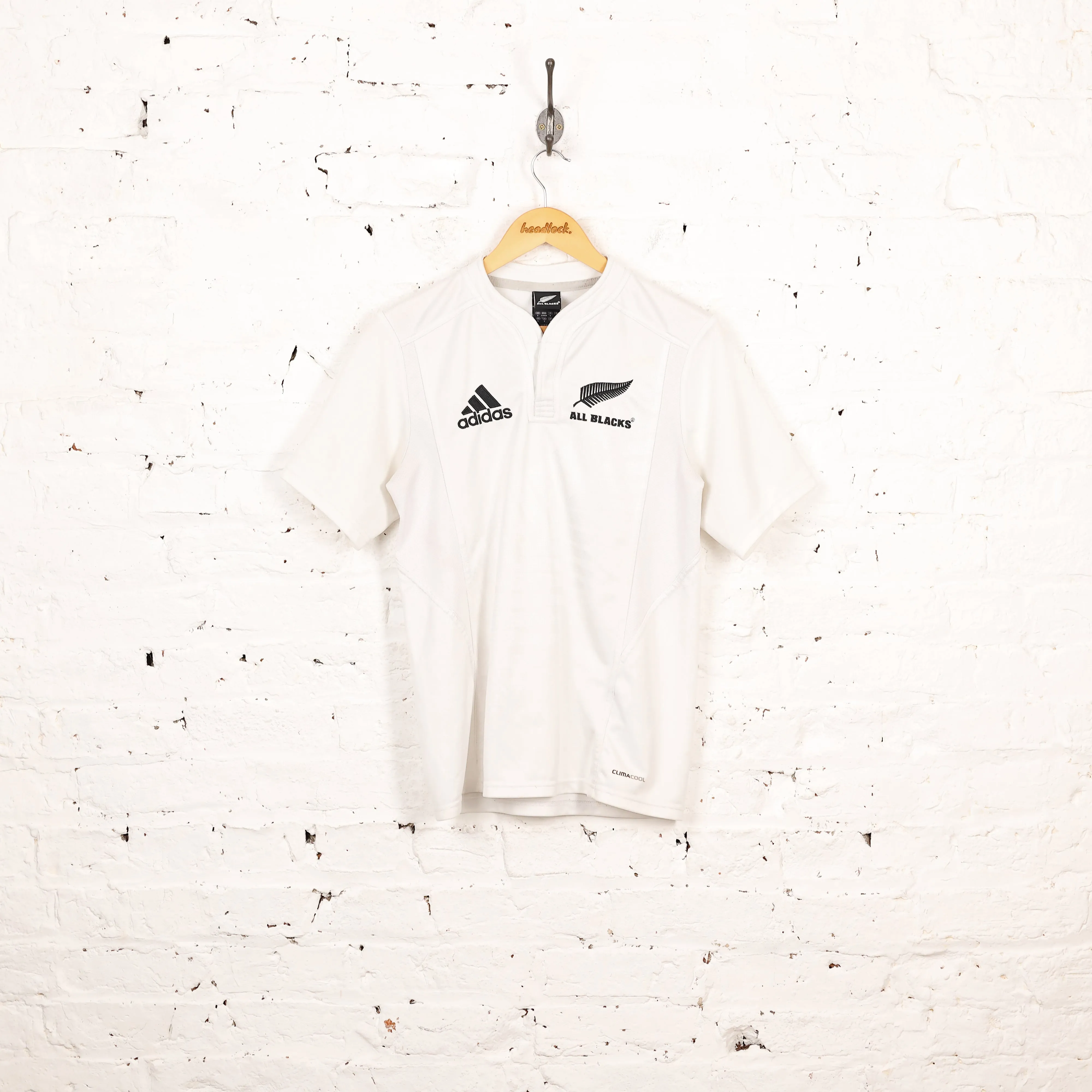 New Zealand All Blacks Adidas Rugby Shirt - White - S