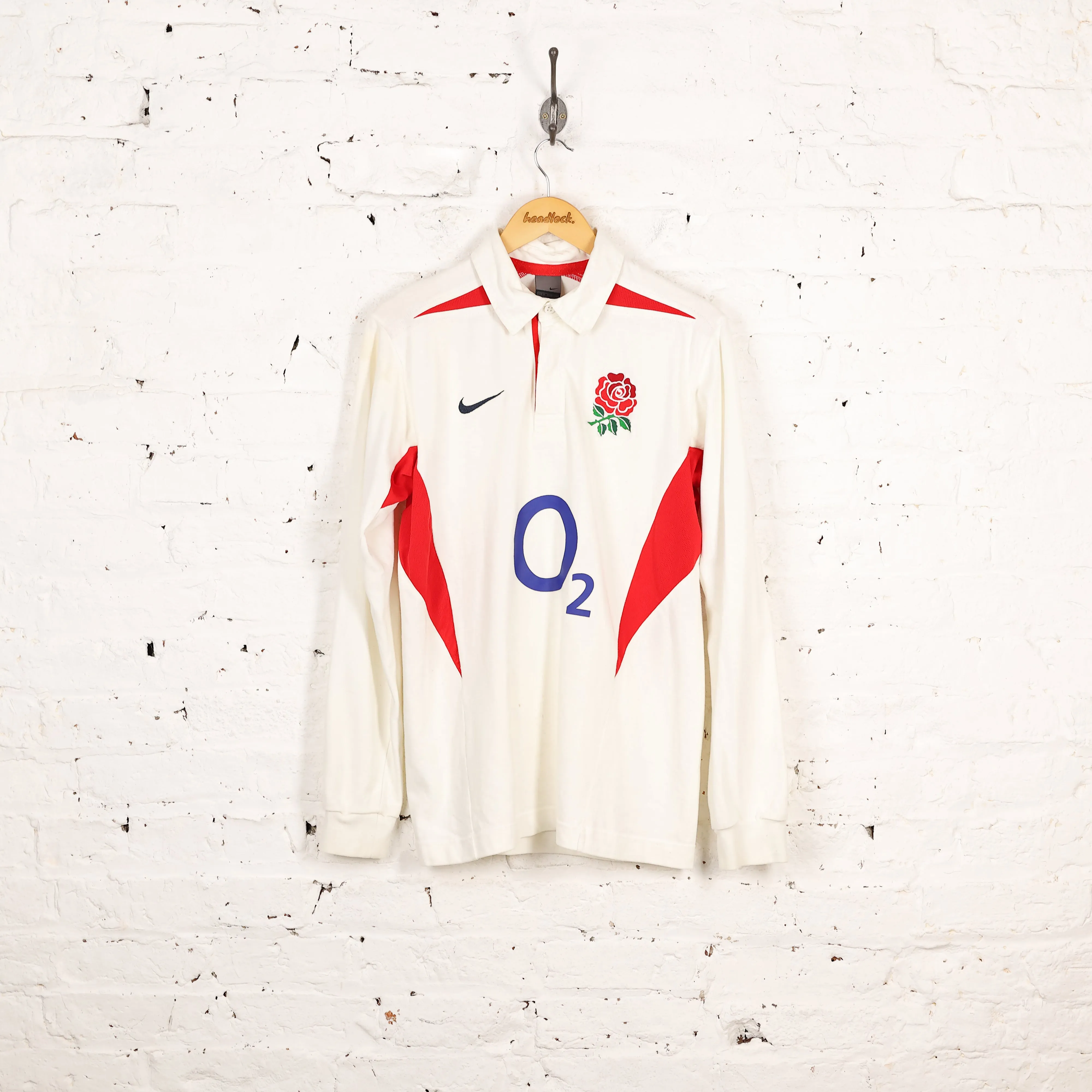 Nike England 2003 Long Sleeve Home Rugby Shirt - White - M