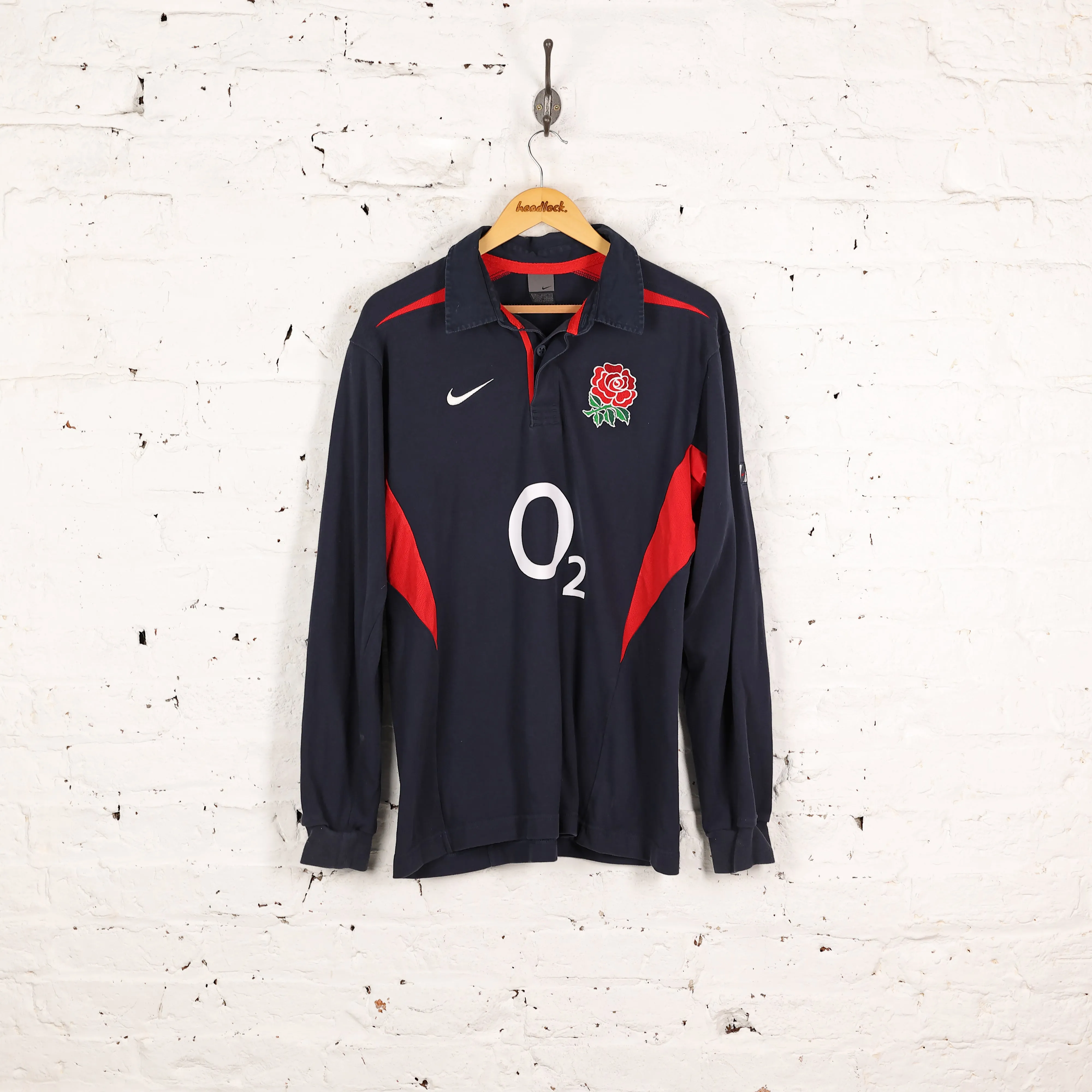 Nike England Away Long Sleeve Rugby Shirt 2003/05 - Blue - L