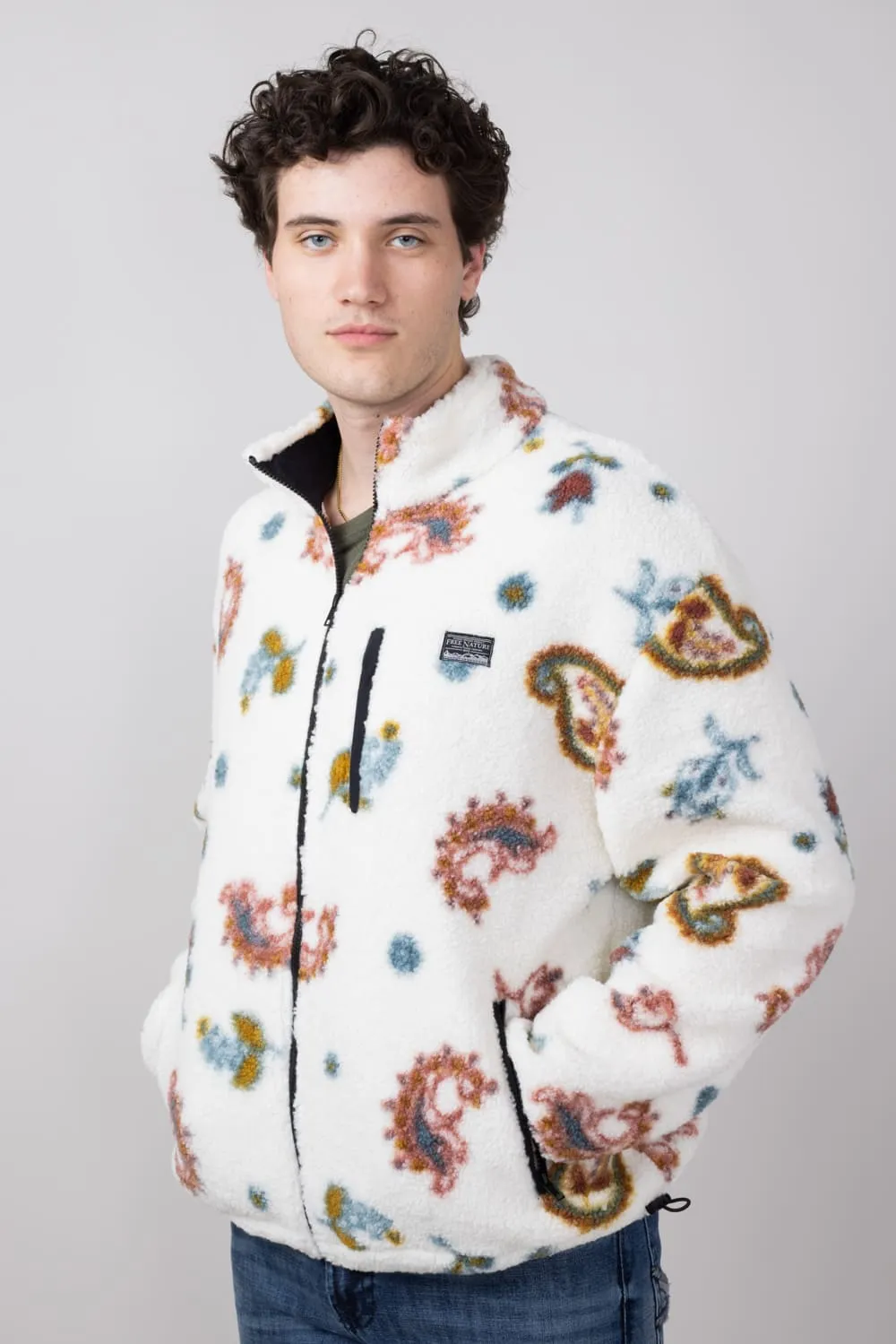 Paisley Sherpa Full Zip Fleece Jacket for Men in Natural | FJ78-MP41421