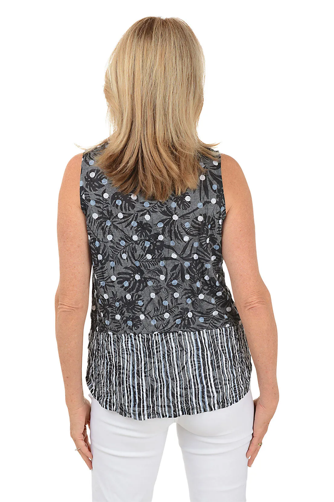Polka Dots Crinkle Burnout Sleeveless Top