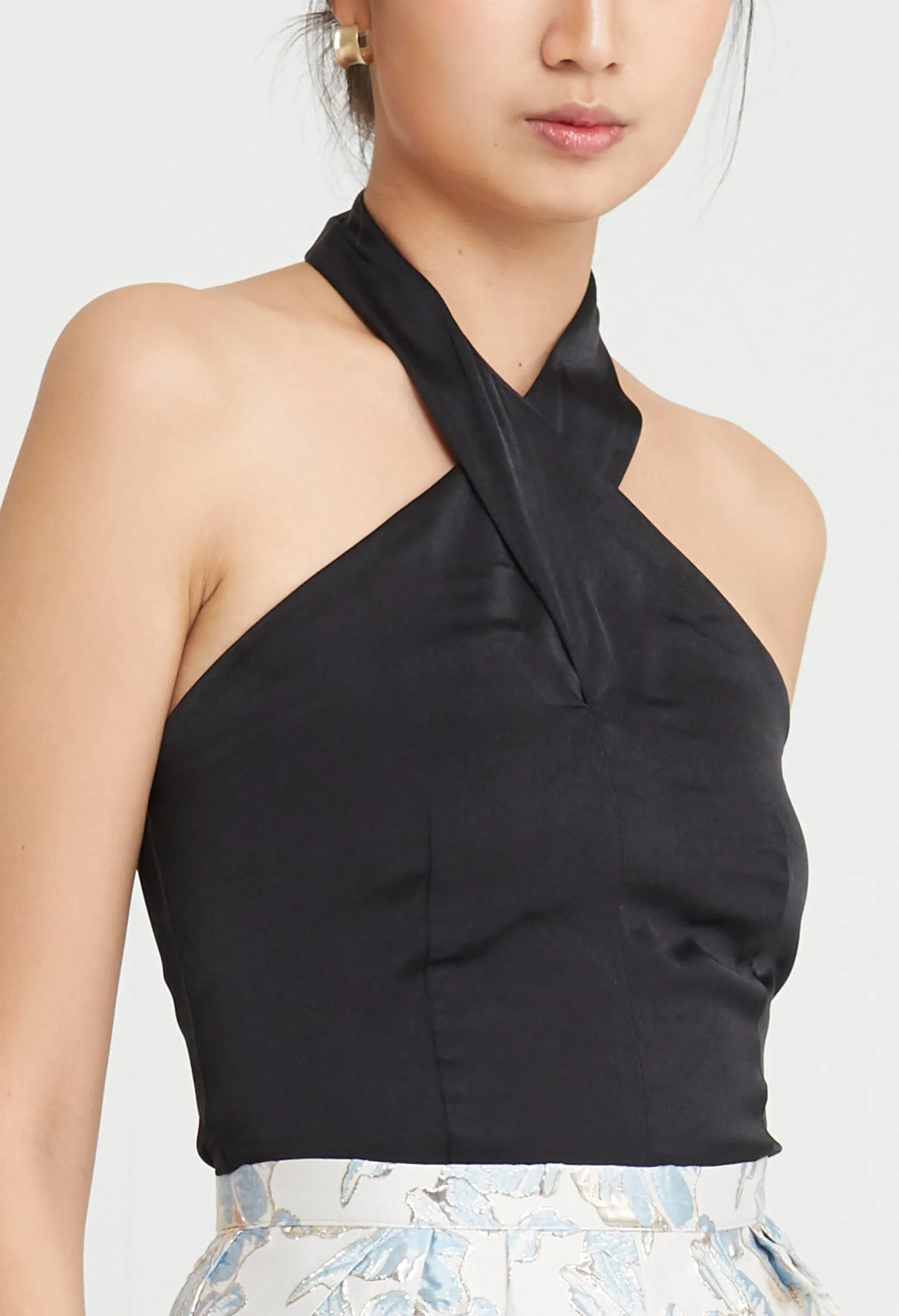 Posh Satin Criss-cross Top