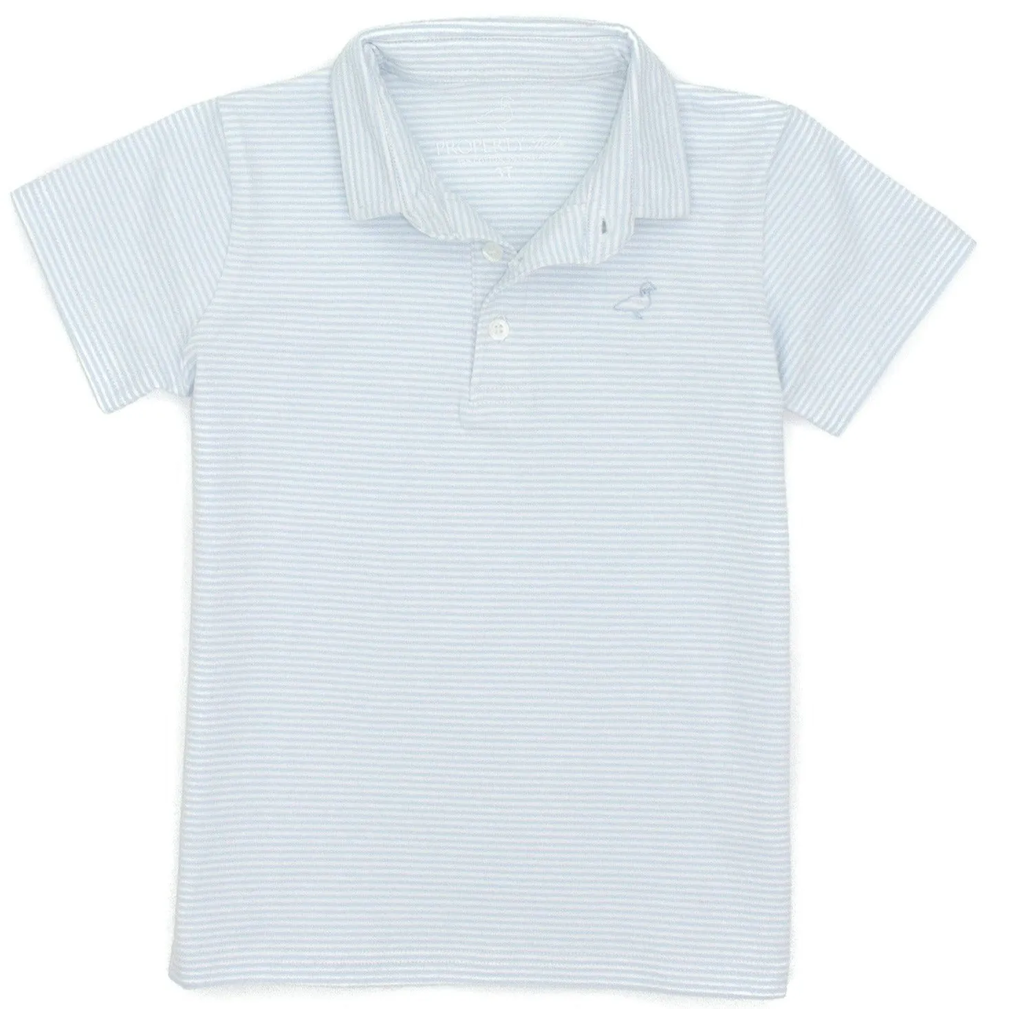 Properly Tied LD Jackson Pocket Polo in Powder Blue Stripe