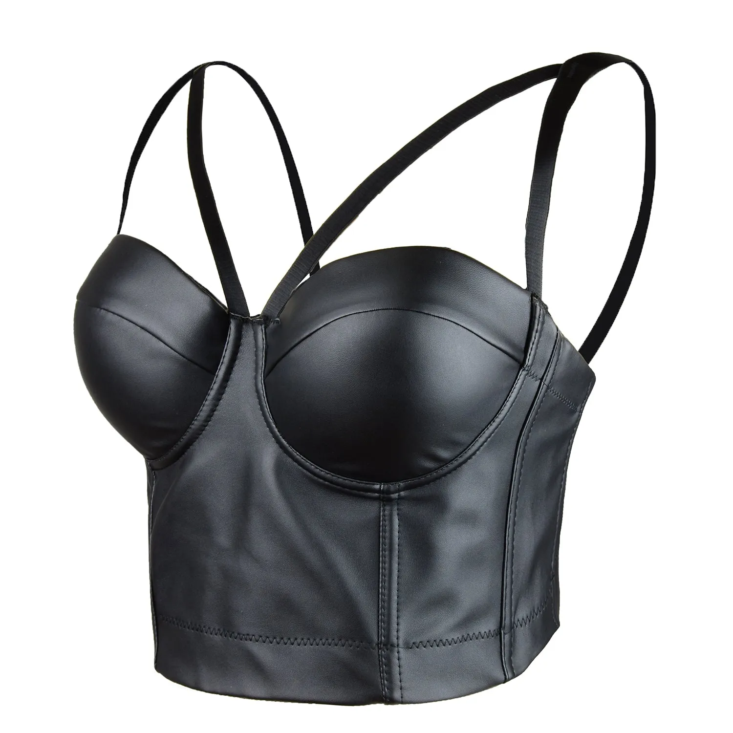 PU Leather Cut Cross Bralet Women's Bustier Crop Top