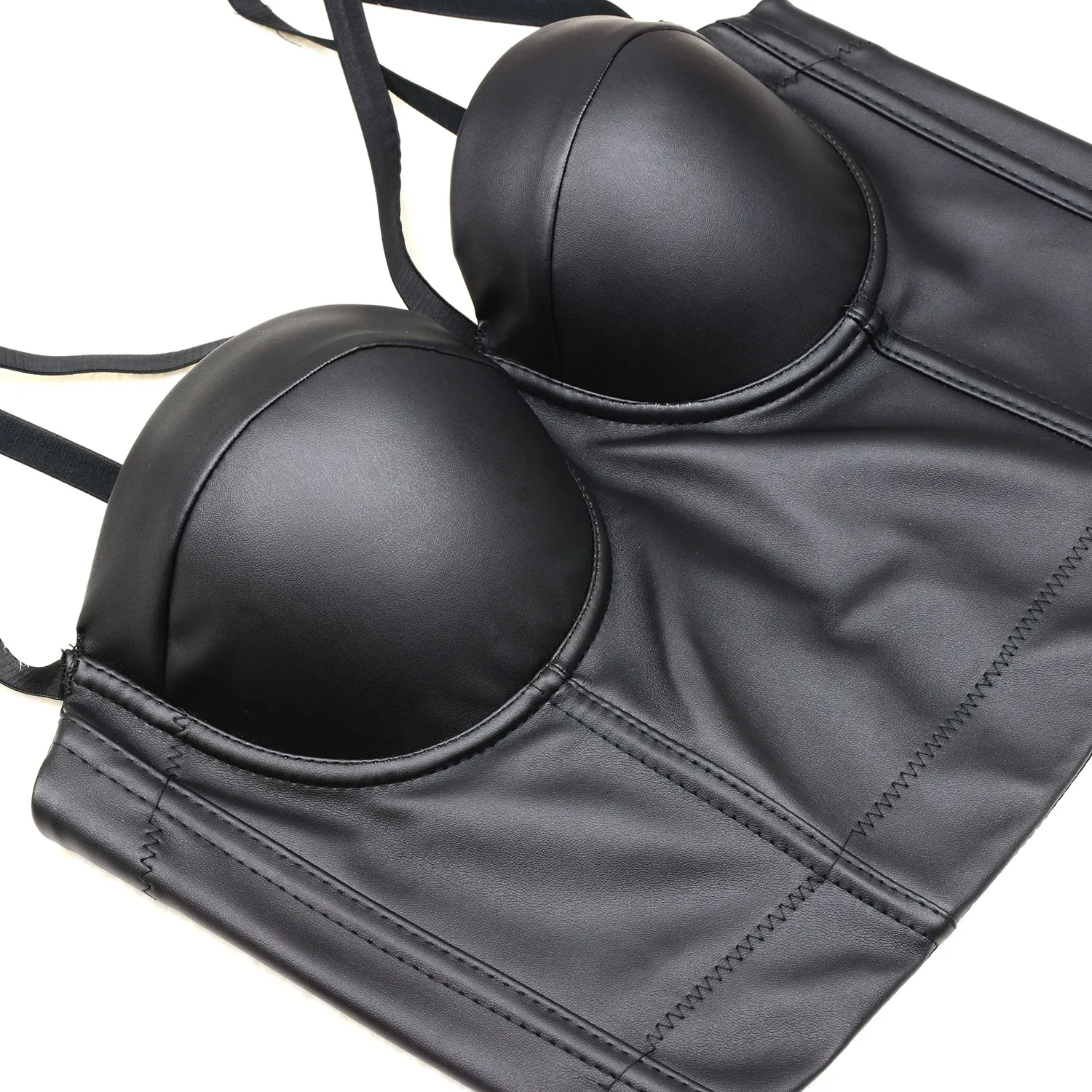 PU Leather Cut Cross Bralet Women's Bustier Crop Top