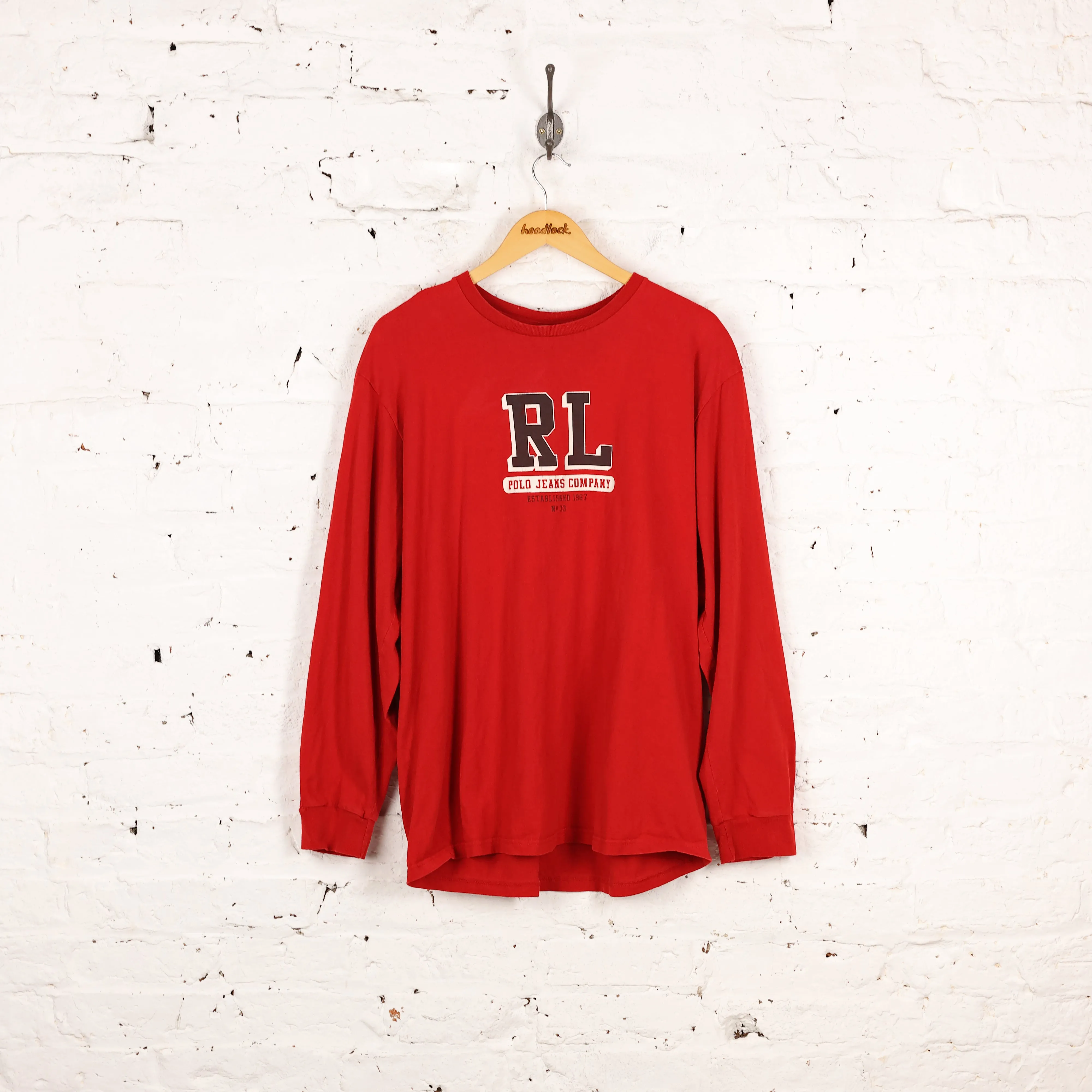 Ralph Lauren Polo Jeans Company Long Sleeve T Shirt - Red - XL