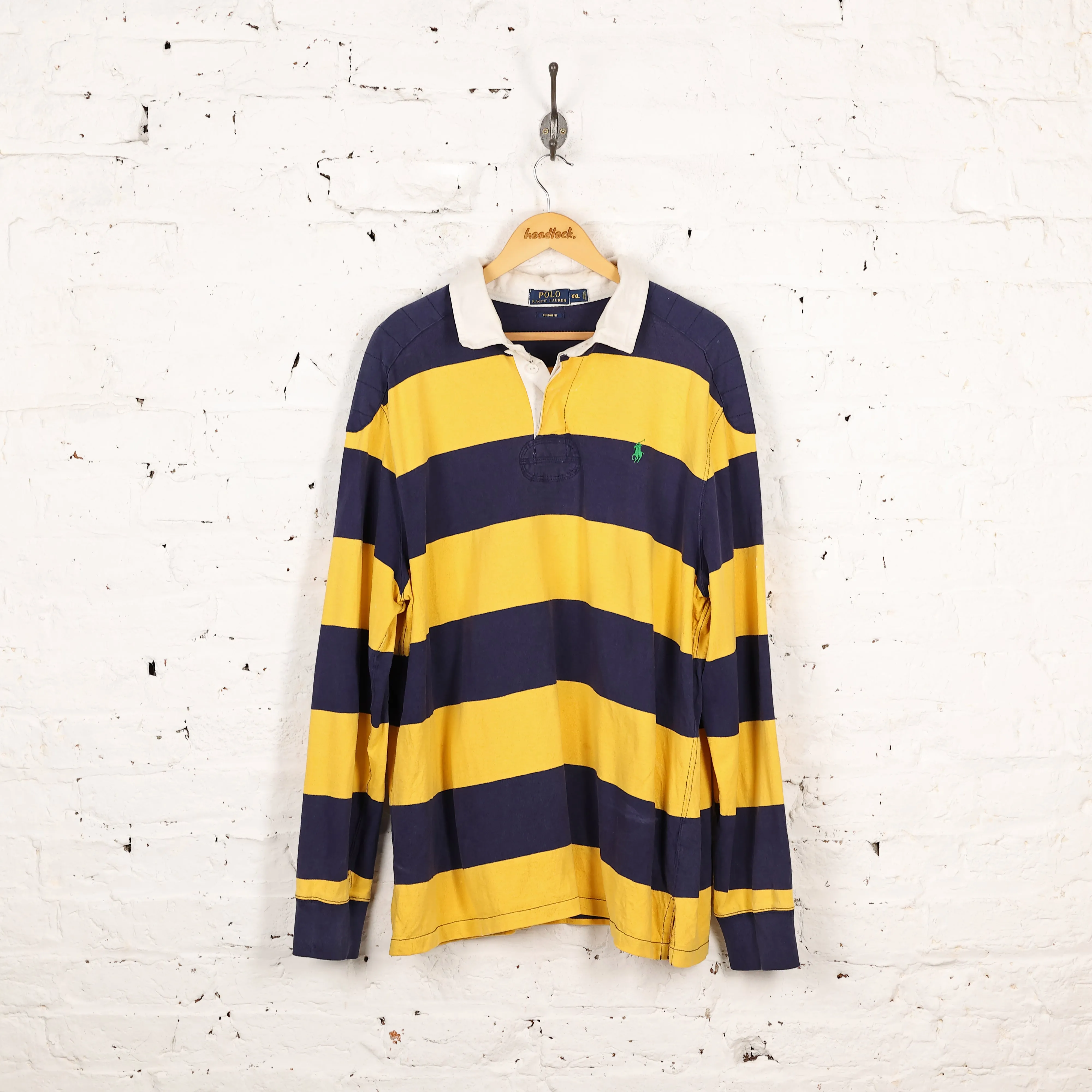 Ralph Lauren Striped Rugby Polo Shirt - Yellow - XXL