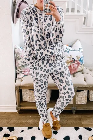 Sammie, Leopard Drawstring Hoodie and Skinny Pants Loungewear/Pajama Set