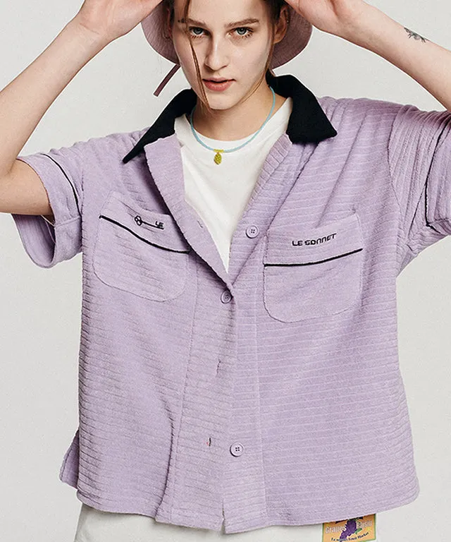 [SAMPLE SALE]LE SONNET  Terry Bowling Shirt - Lavender