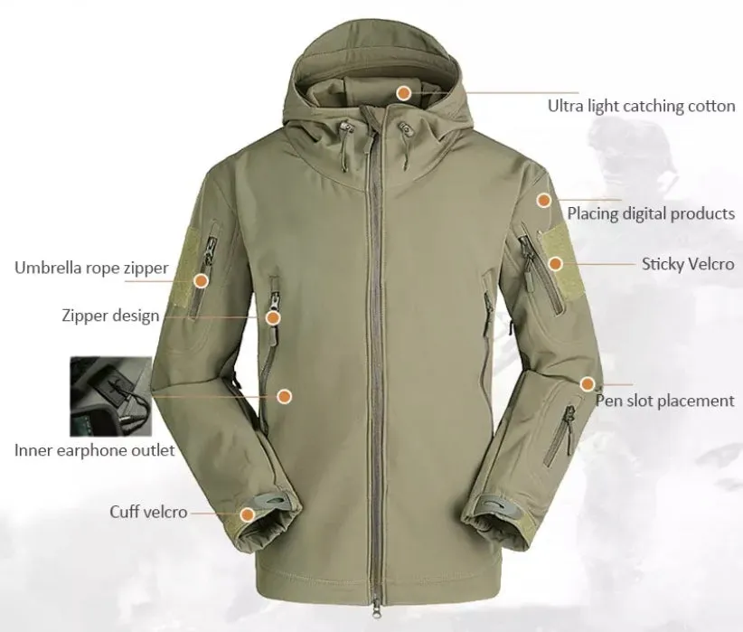 Softshell Waterproof Tactical Military Jacket - Tan
