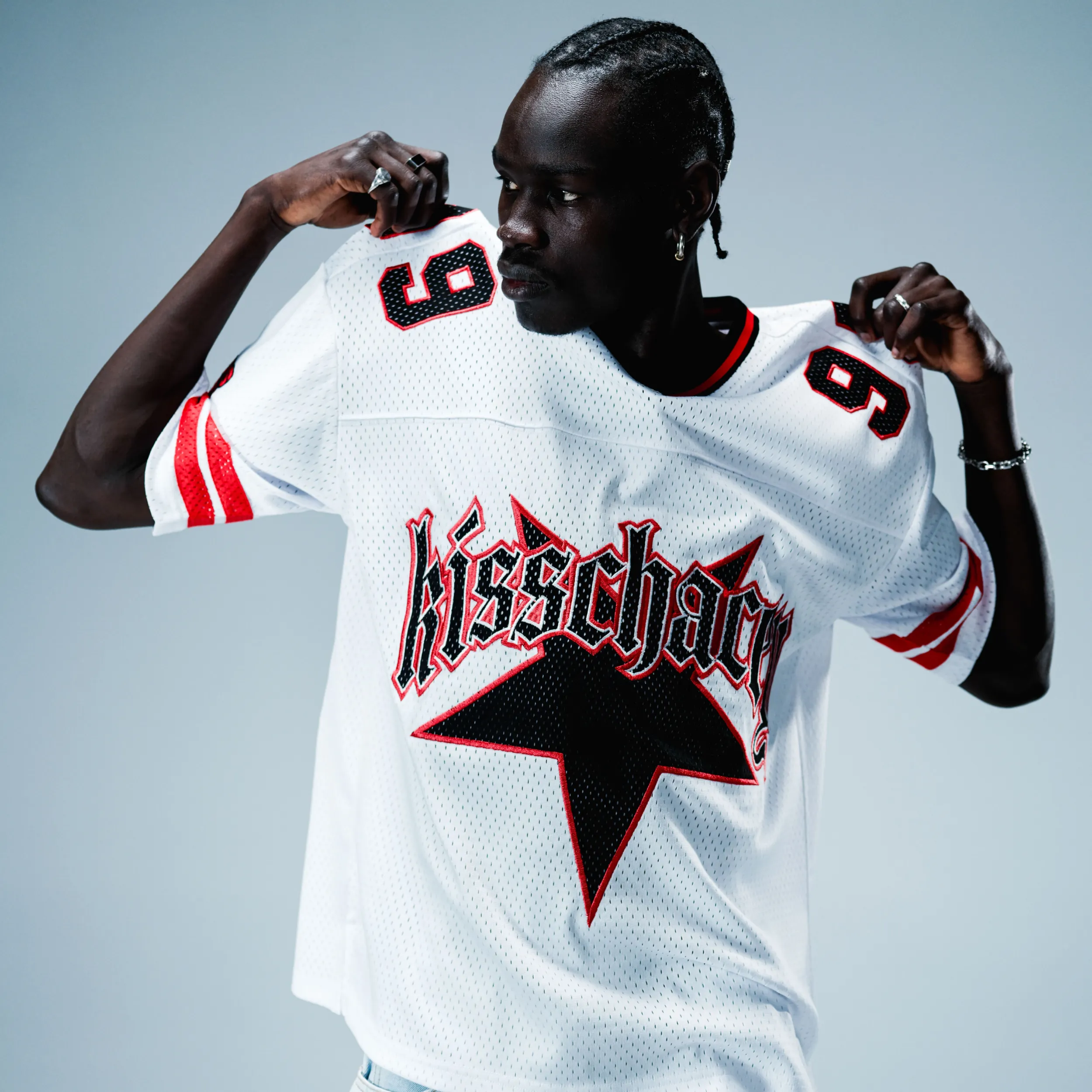 Star Football Jersey White And Red