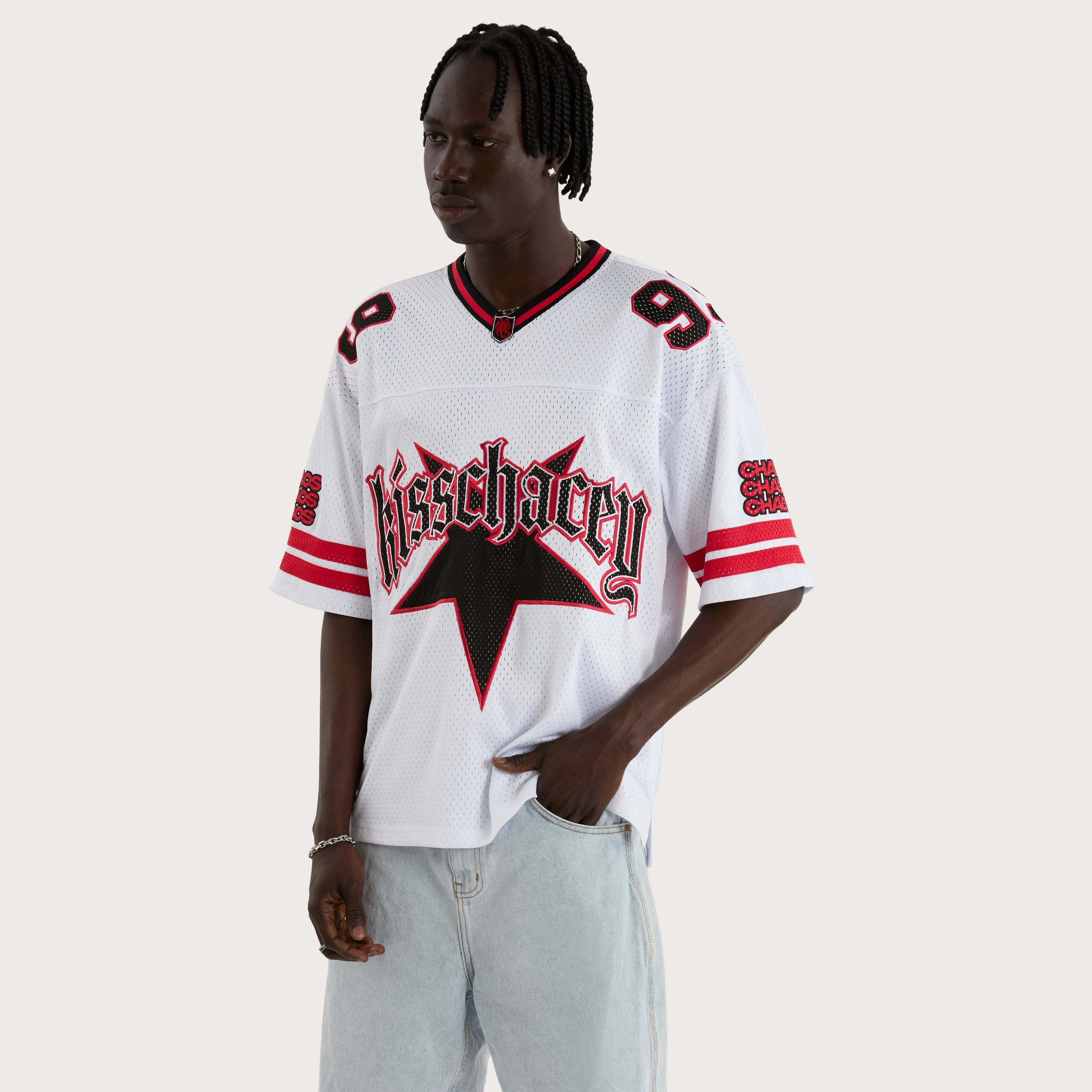 Star Football Jersey White And Red