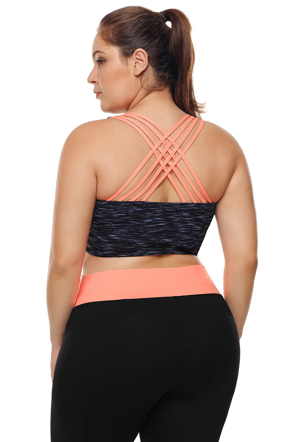 Strappy Crisscross Back Heather Navy Gym Bra