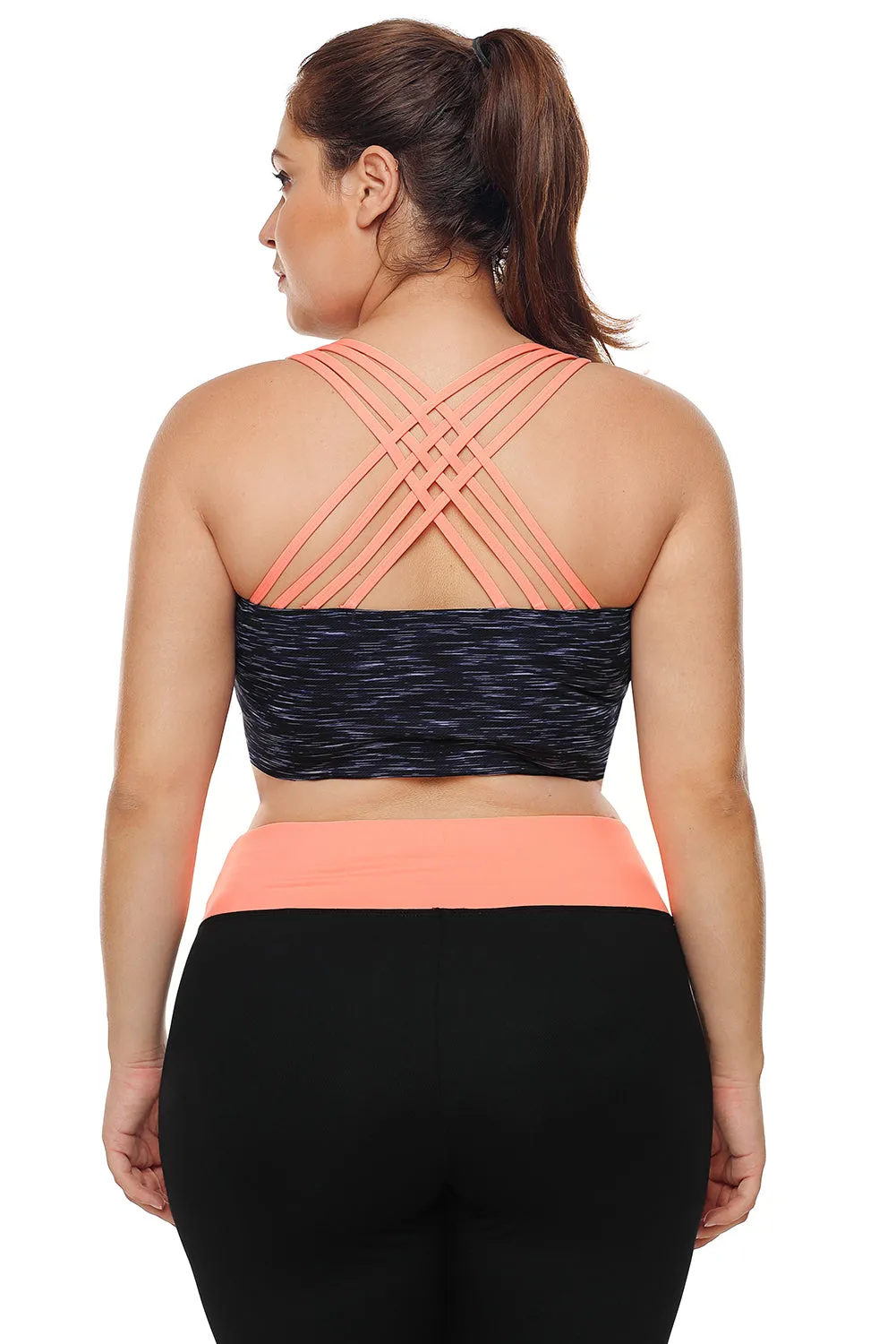 Strappy Crisscross Back Heather Navy Gym Bra