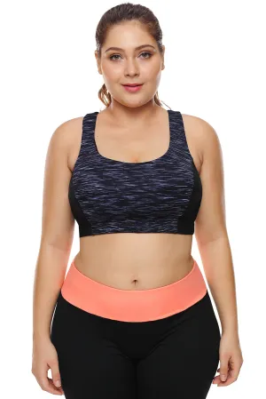 Strappy Crisscross Back Heather Navy Gym Bra
