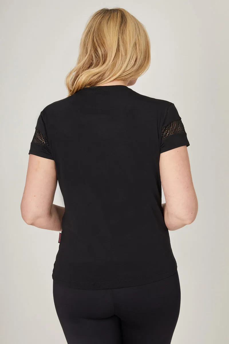 Stretch Gym T-Shirt with CoolMesh Panel Black