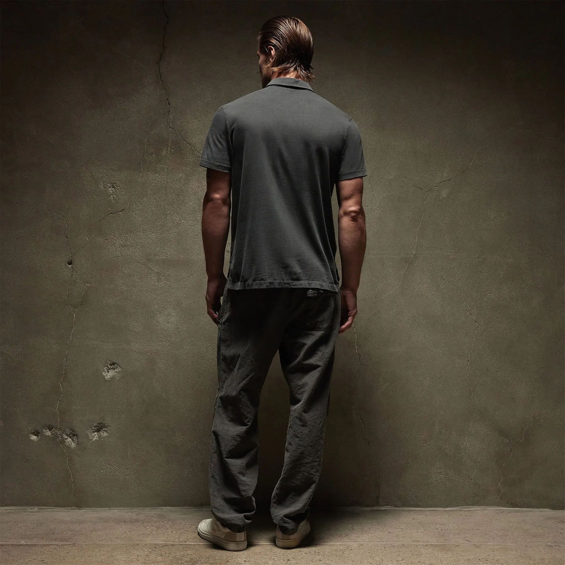 Sueded Jersey Polo - Carbon Pigment