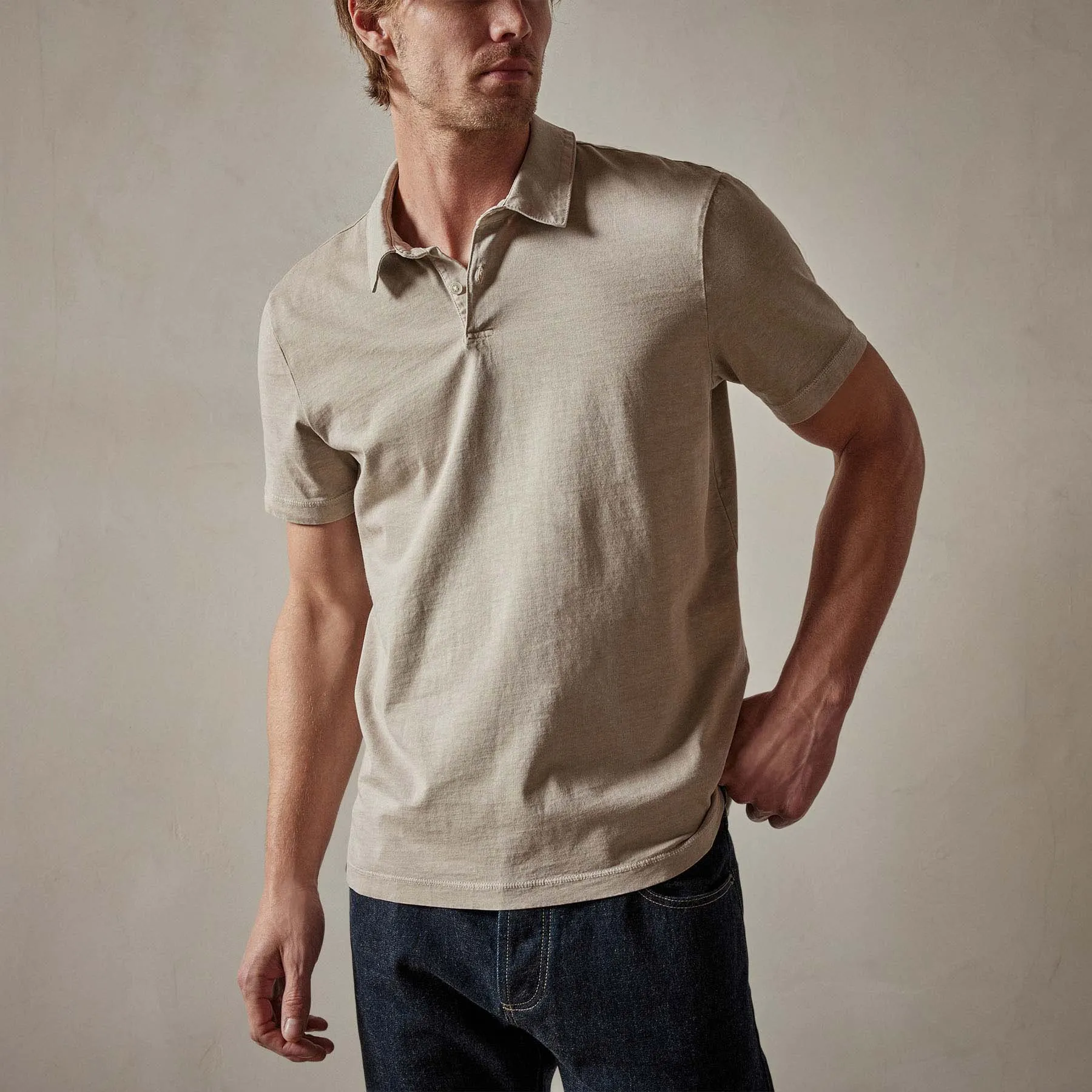 Sueded Jersey Polo - Toast Pigment