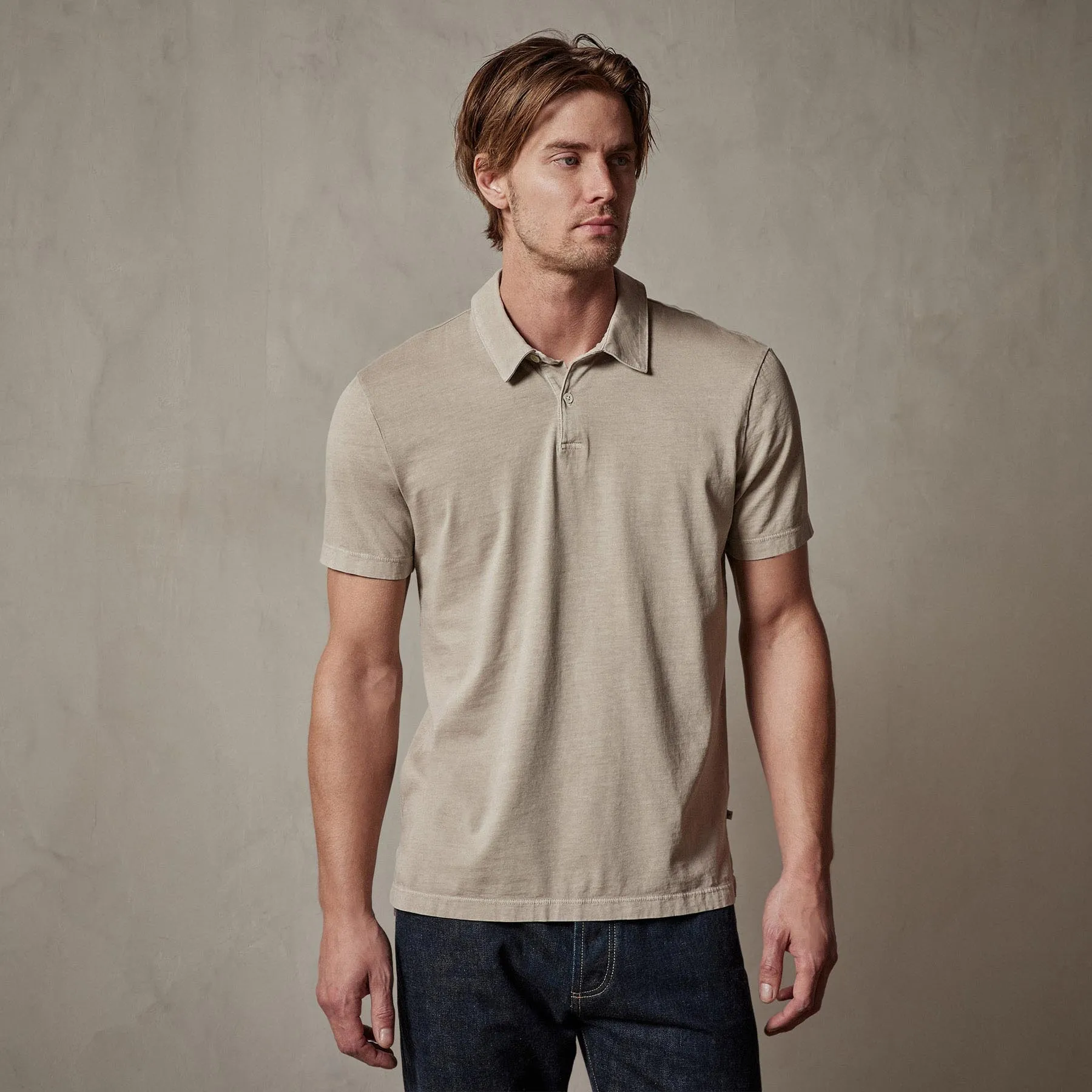 Sueded Jersey Polo - Toast Pigment