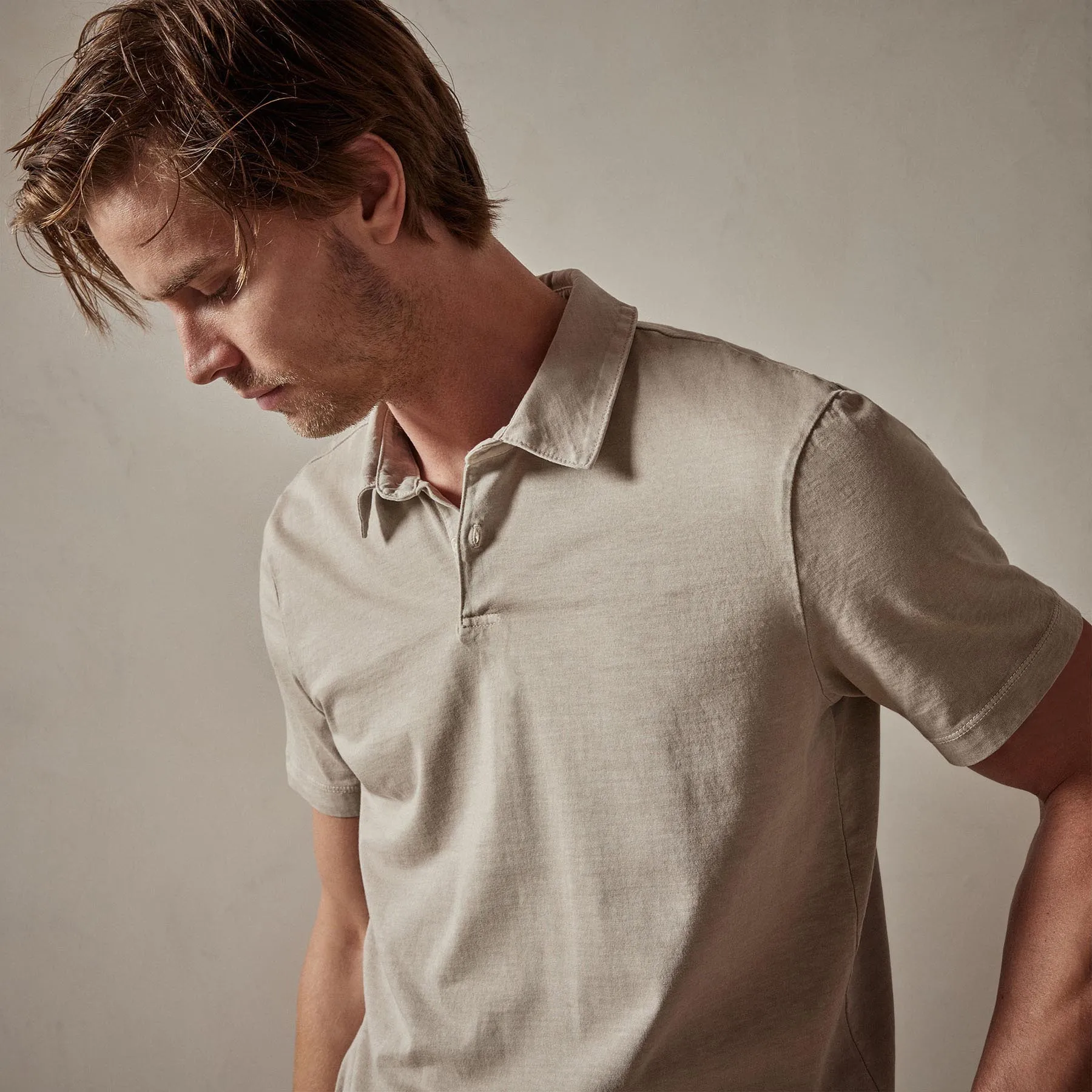 Sueded Jersey Polo - Toast Pigment