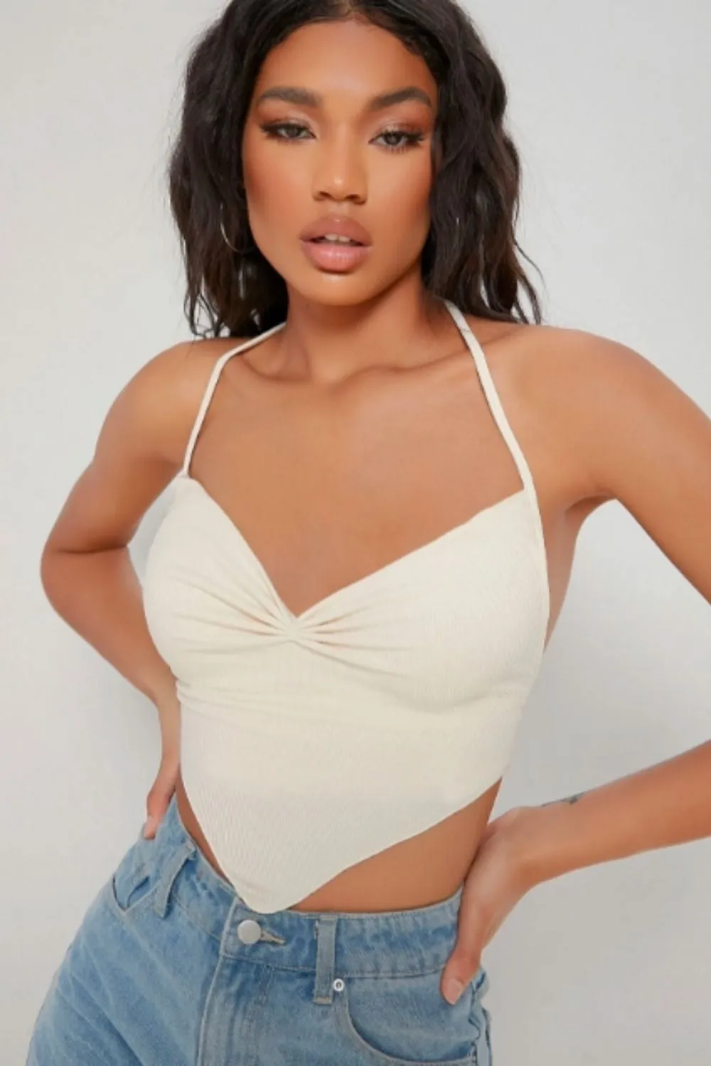 Sweetheart Neckline Halter Neck Top