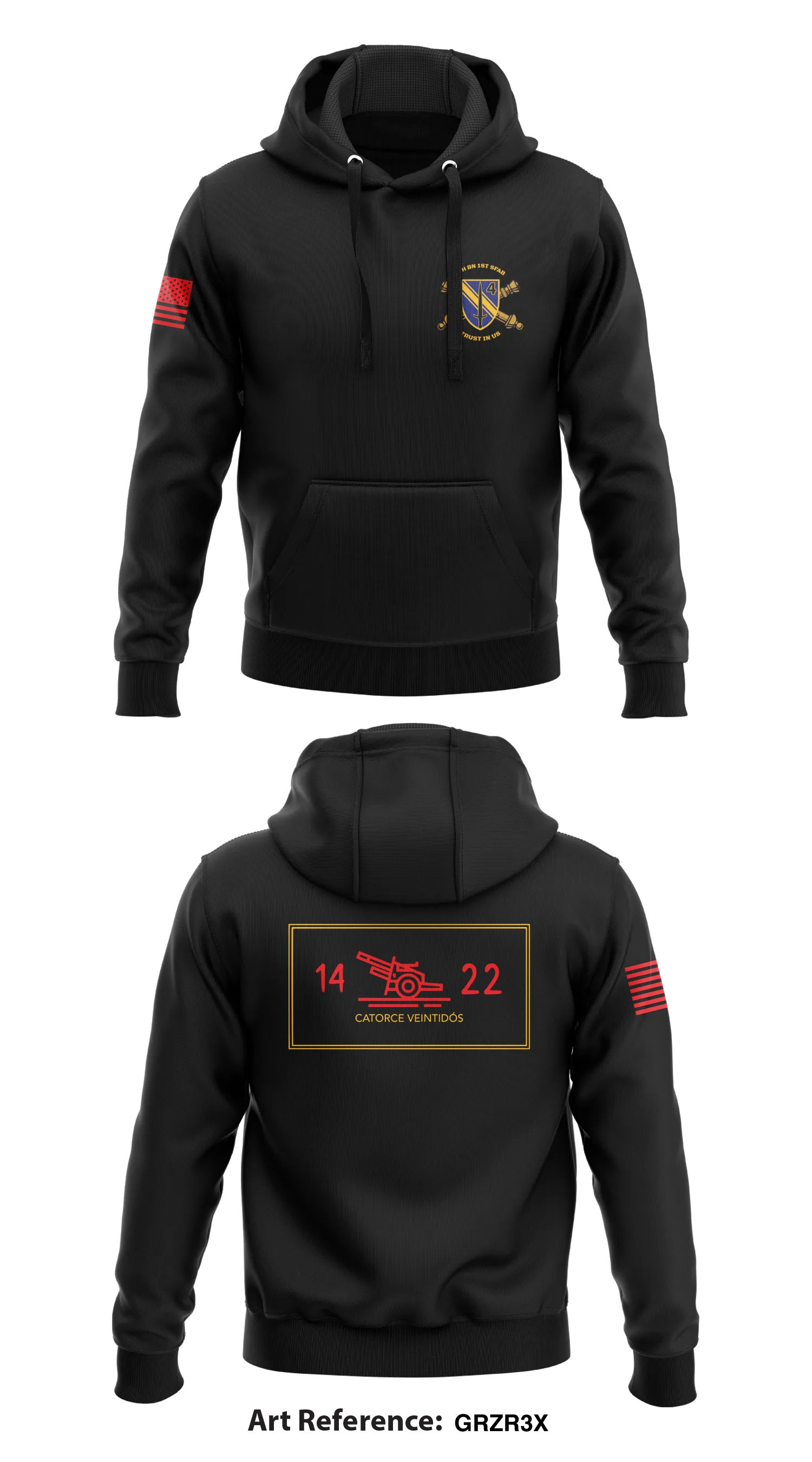 TEAM 1422, B BTRY  Store 1  Core Men's Hooded Performance Sweatshirt - grZR3x