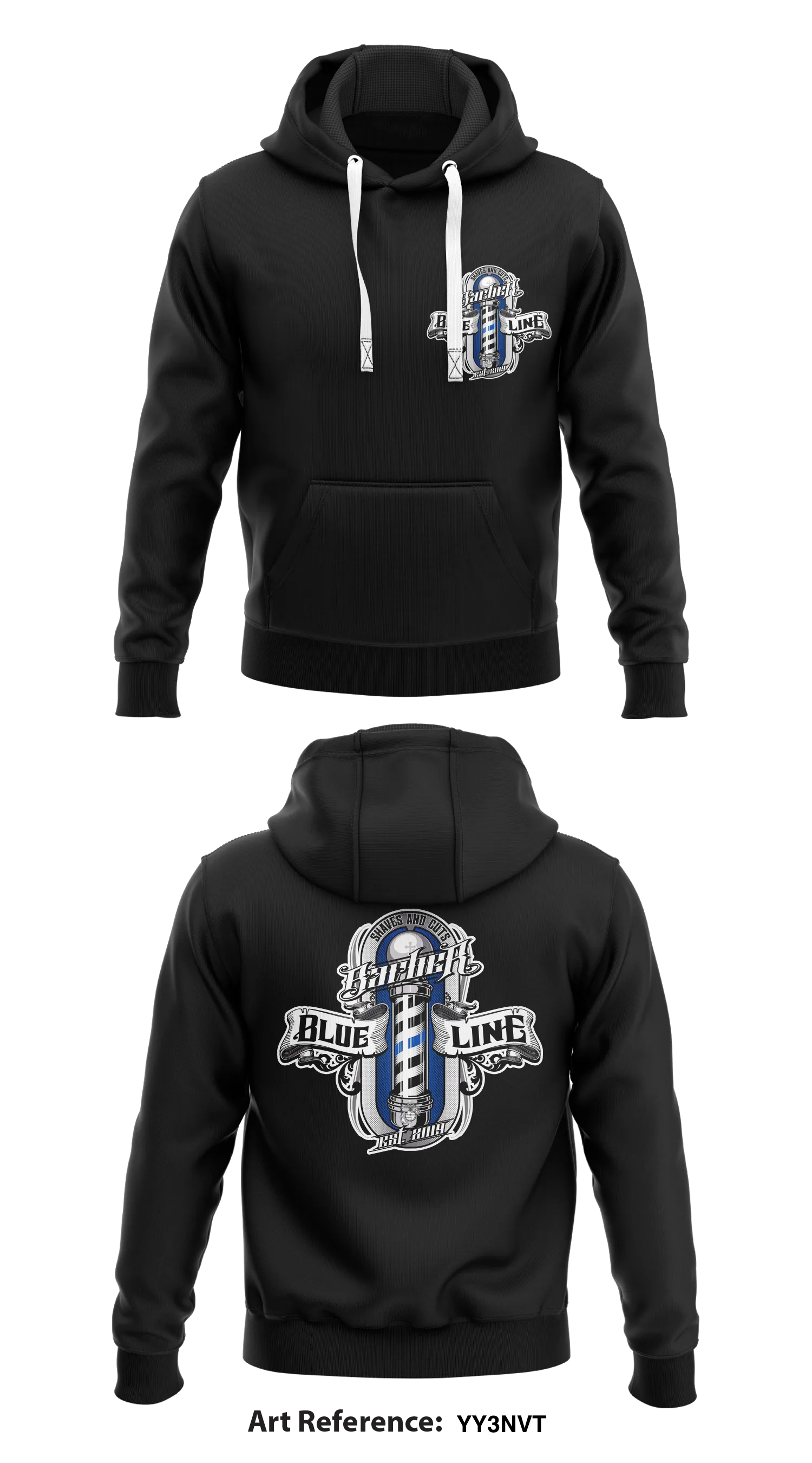 The Blue Line Barber Store 1  Core Men's Hooded Performance Sweatshirt - Yy3NVT
