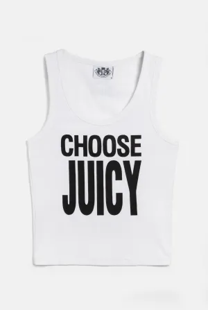 THE ICONS |  WHITE 'CHOOSE JUICY' RIBBED VEST