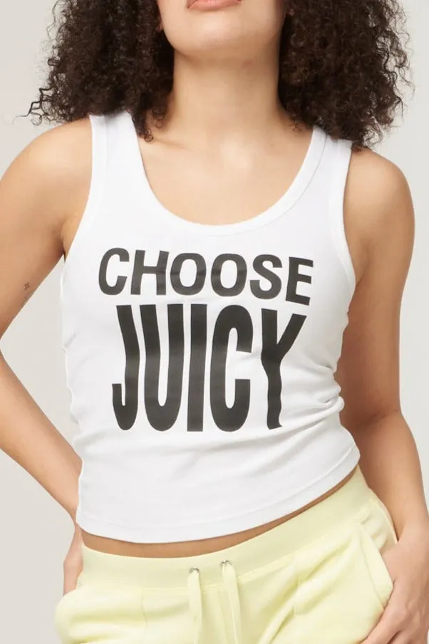 THE ICONS |  WHITE 'CHOOSE JUICY' RIBBED VEST
