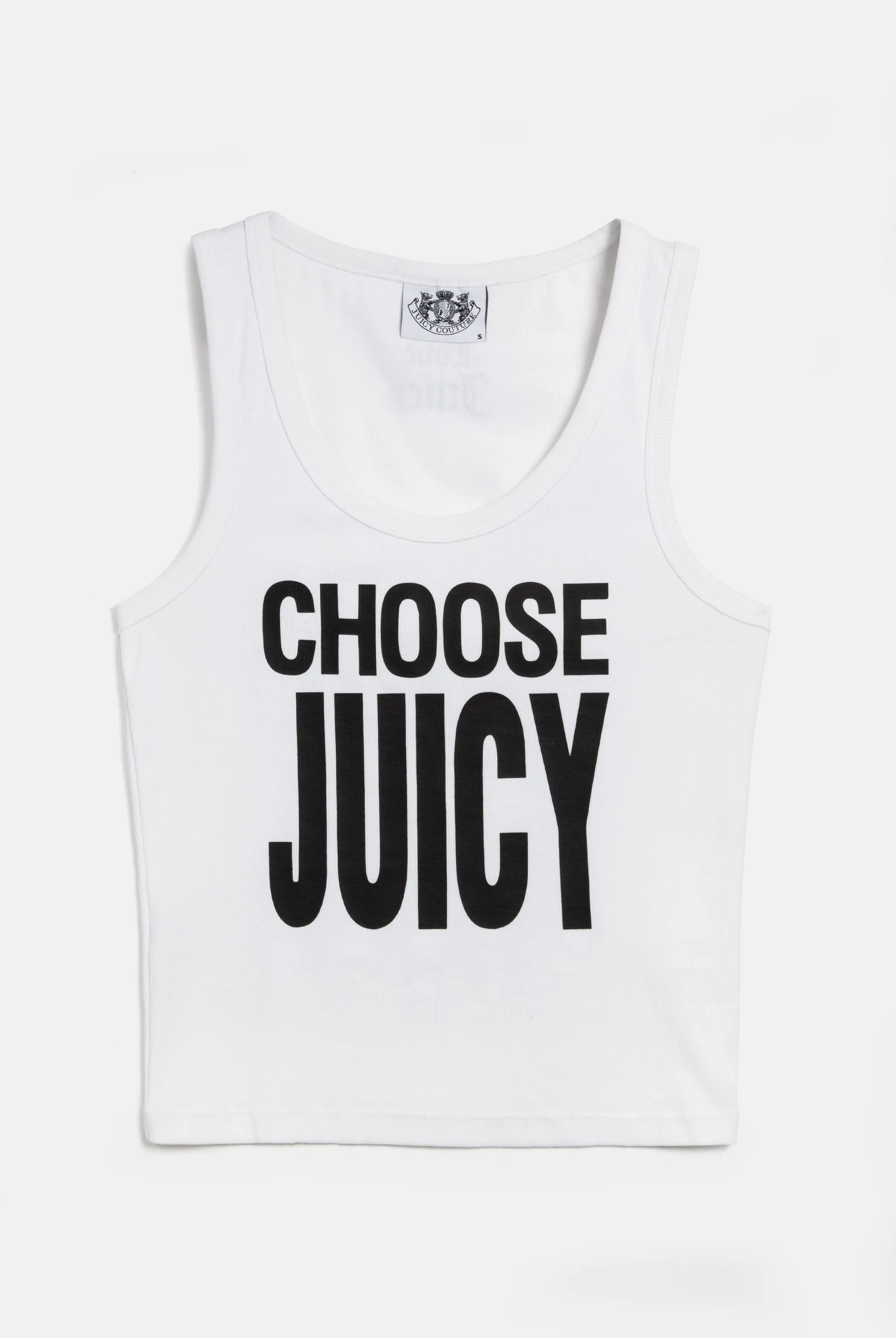 THE ICONS |  WHITE 'CHOOSE JUICY' RIBBED VEST