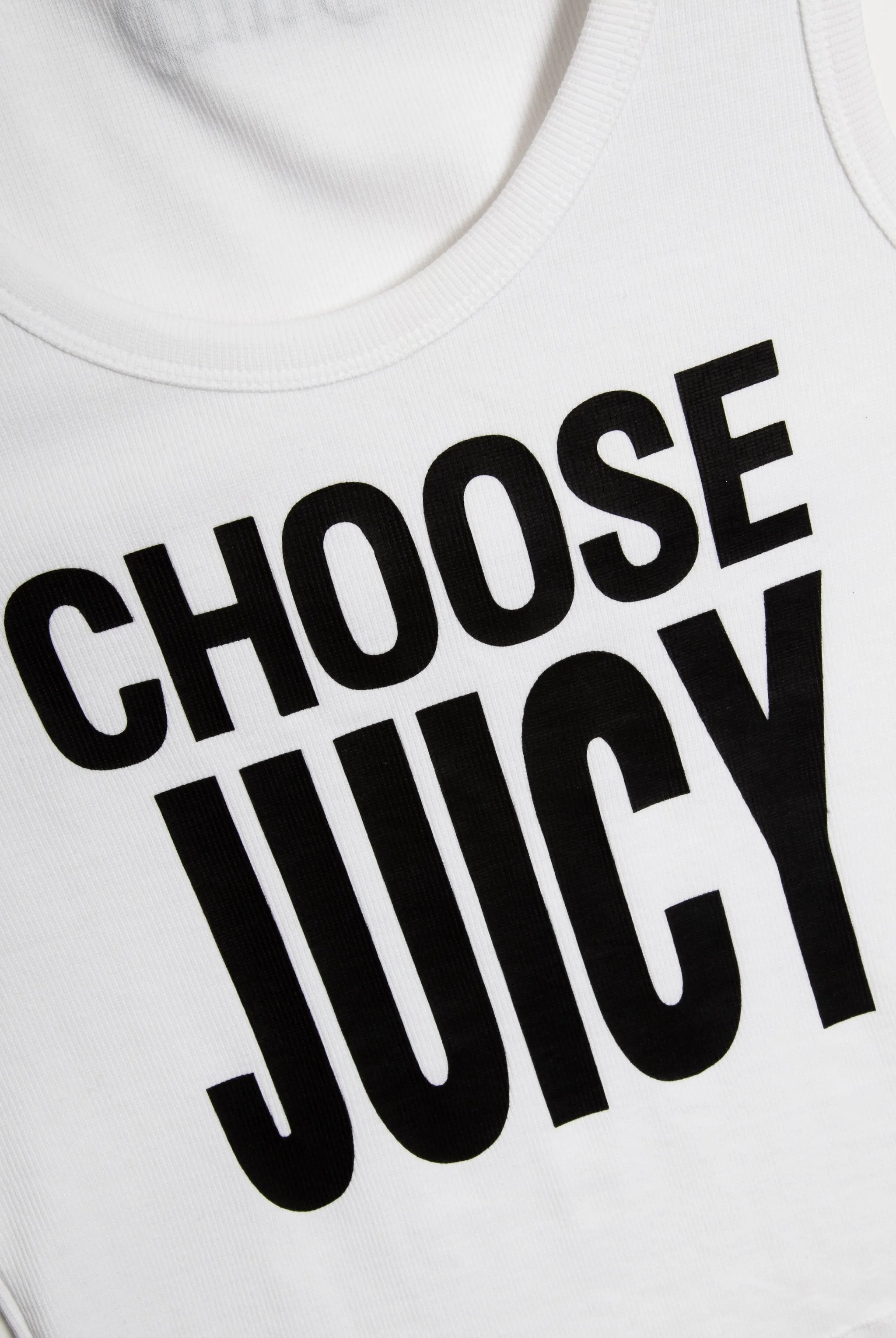 THE ICONS |  WHITE 'CHOOSE JUICY' RIBBED VEST