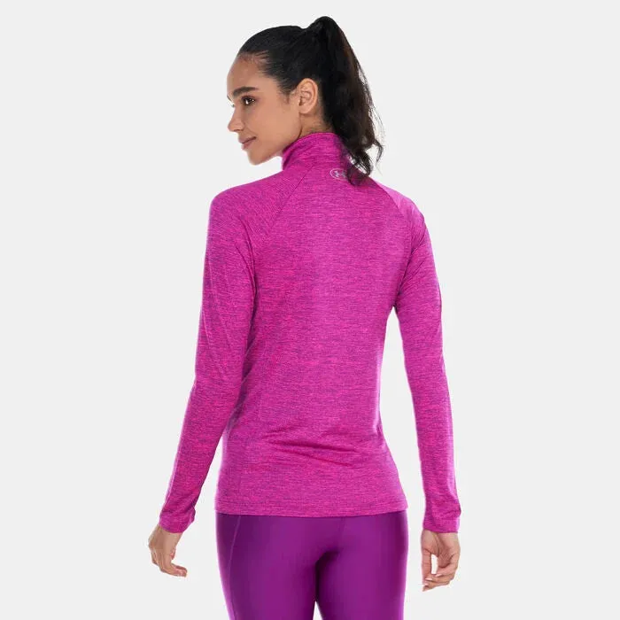 Under Armour Tech Half Zip Long Sleeve Womens Training Top - Pink