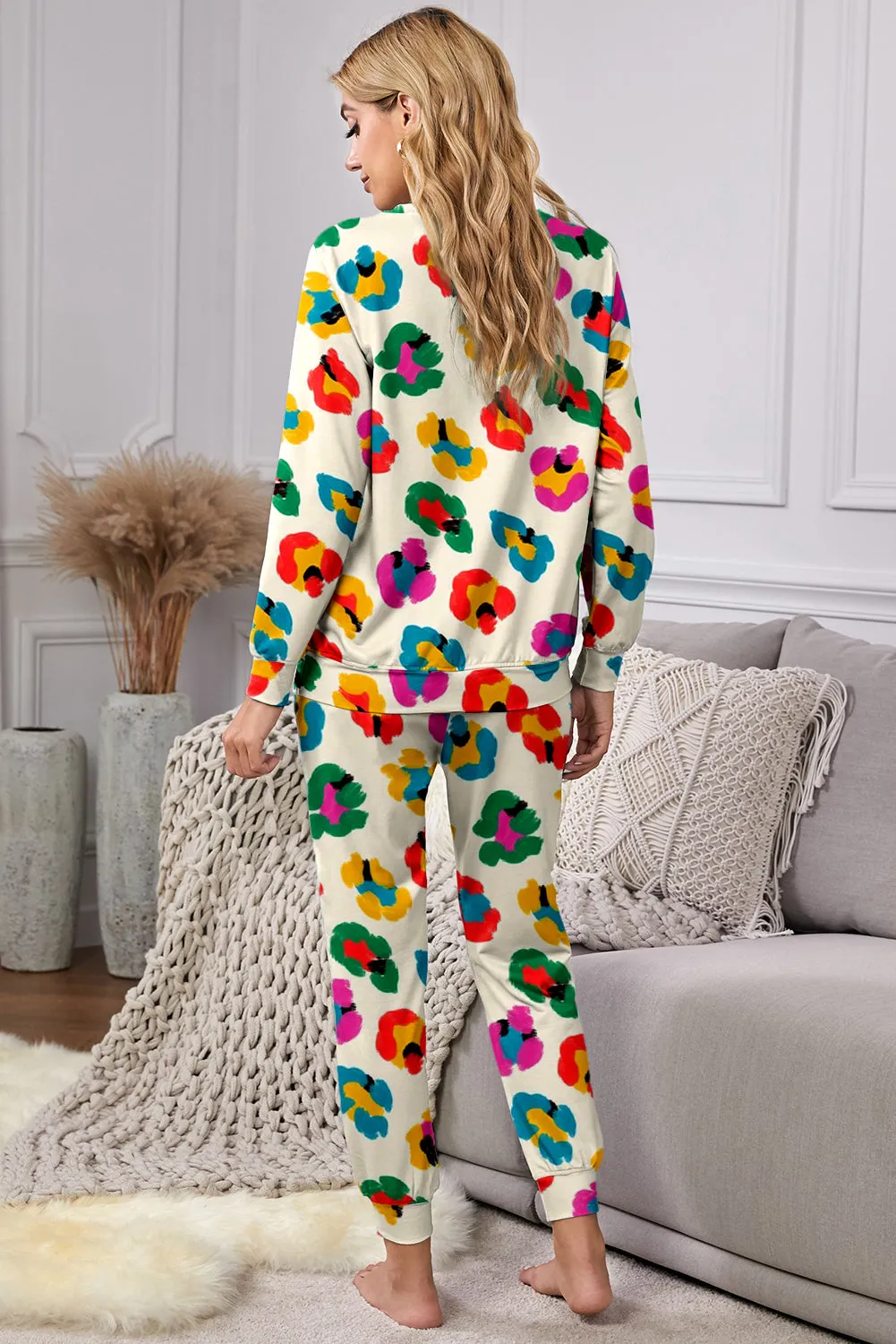 Uptown Dallas Leopard Long Sleeve Top and Skinny Pants Pajama Set