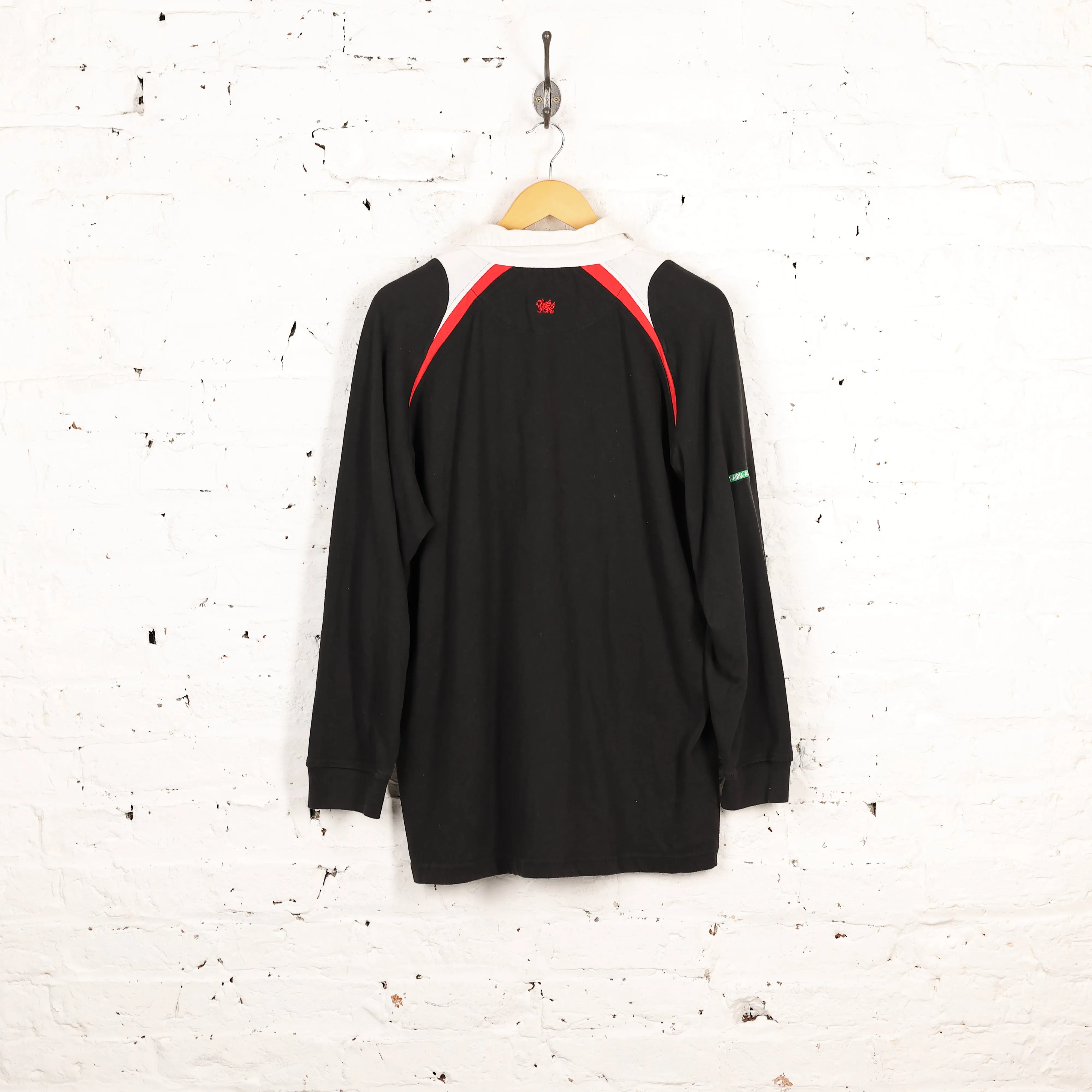 Wales 2006 Reebok Long Sleeve Away Rugby Shirt - Black - XL